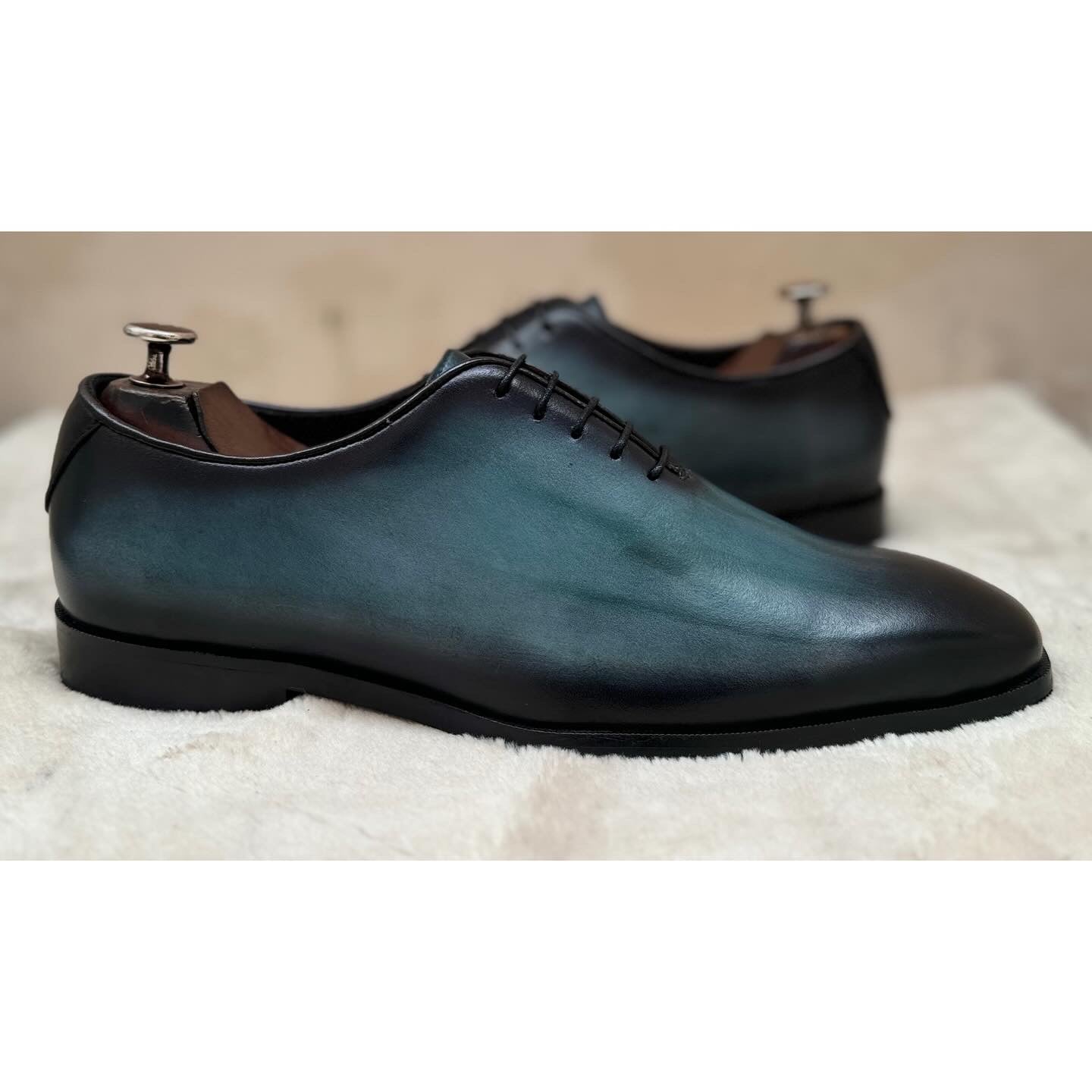 Aqua Wholecut Hand Patina Oxfords