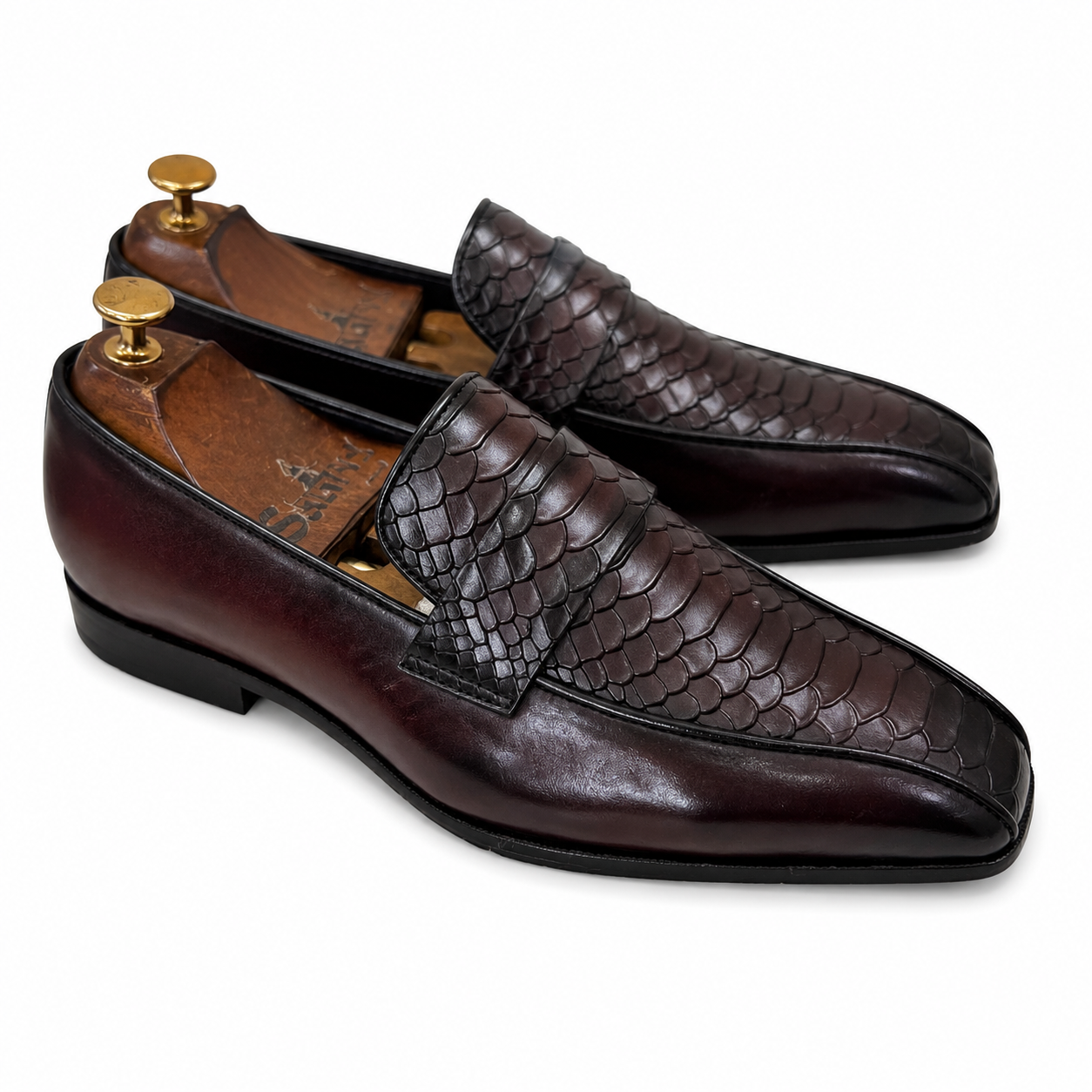 Python Leather Loafers Wine t
