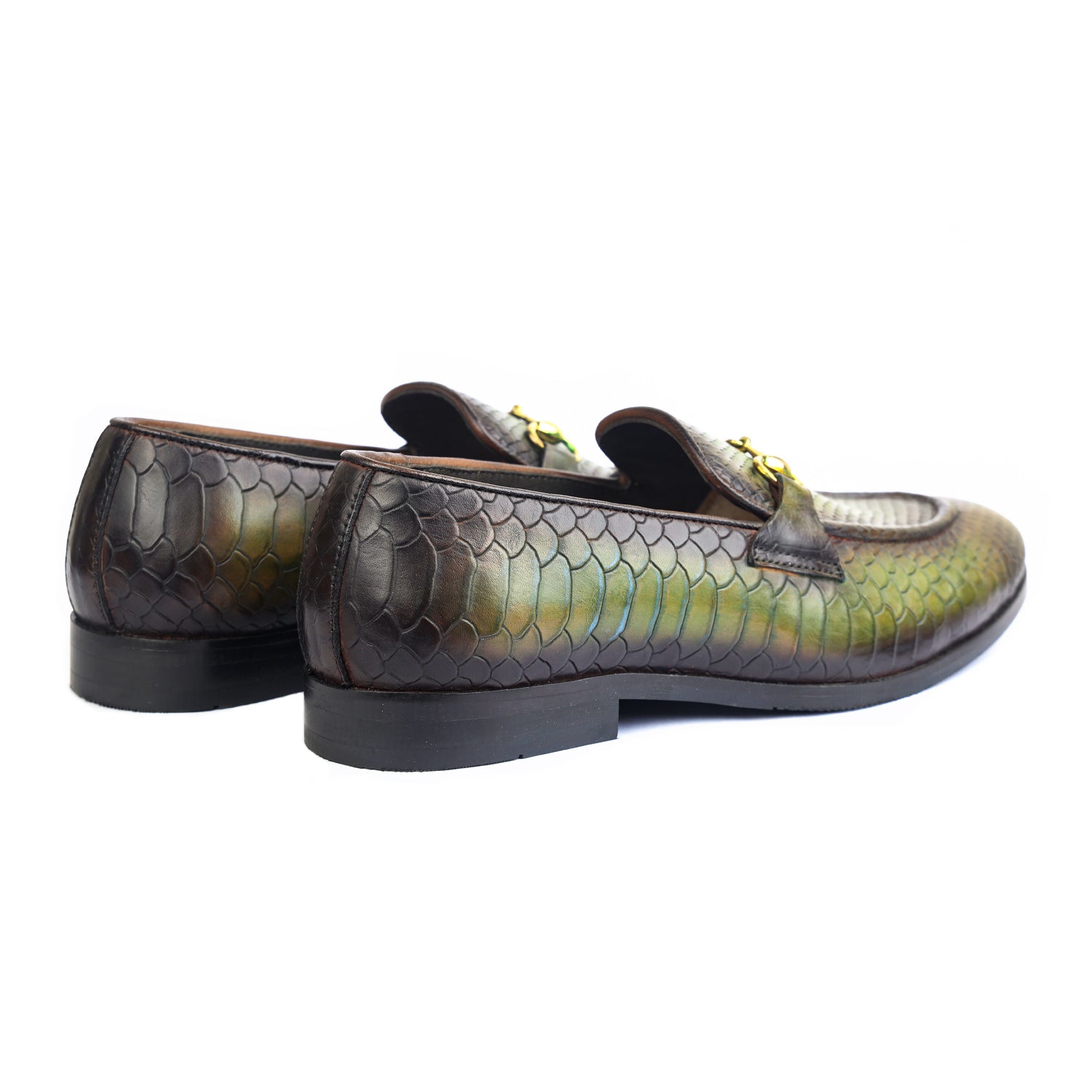 Python Embossed Loafers Green