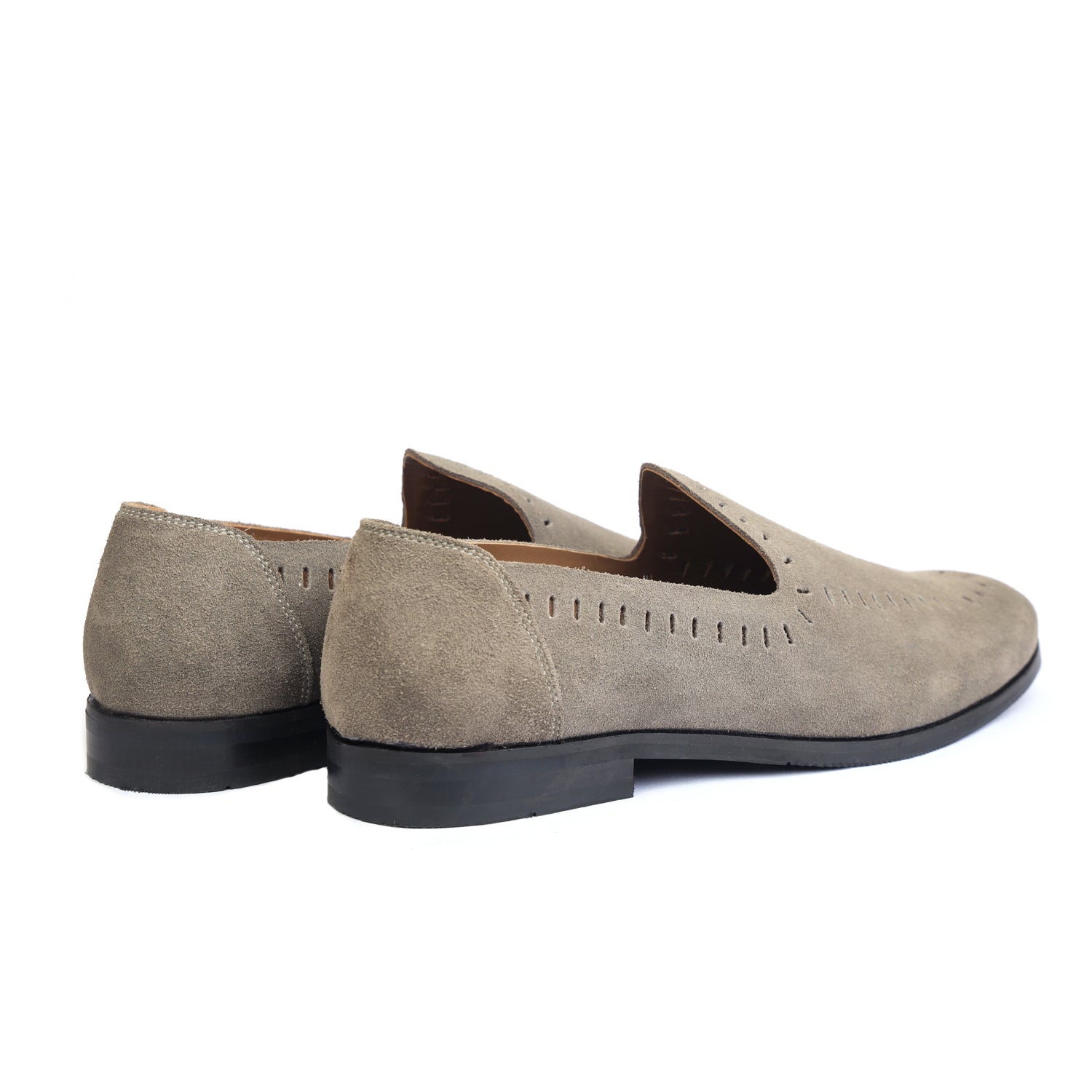 Cut Work Jutti Grey Suede