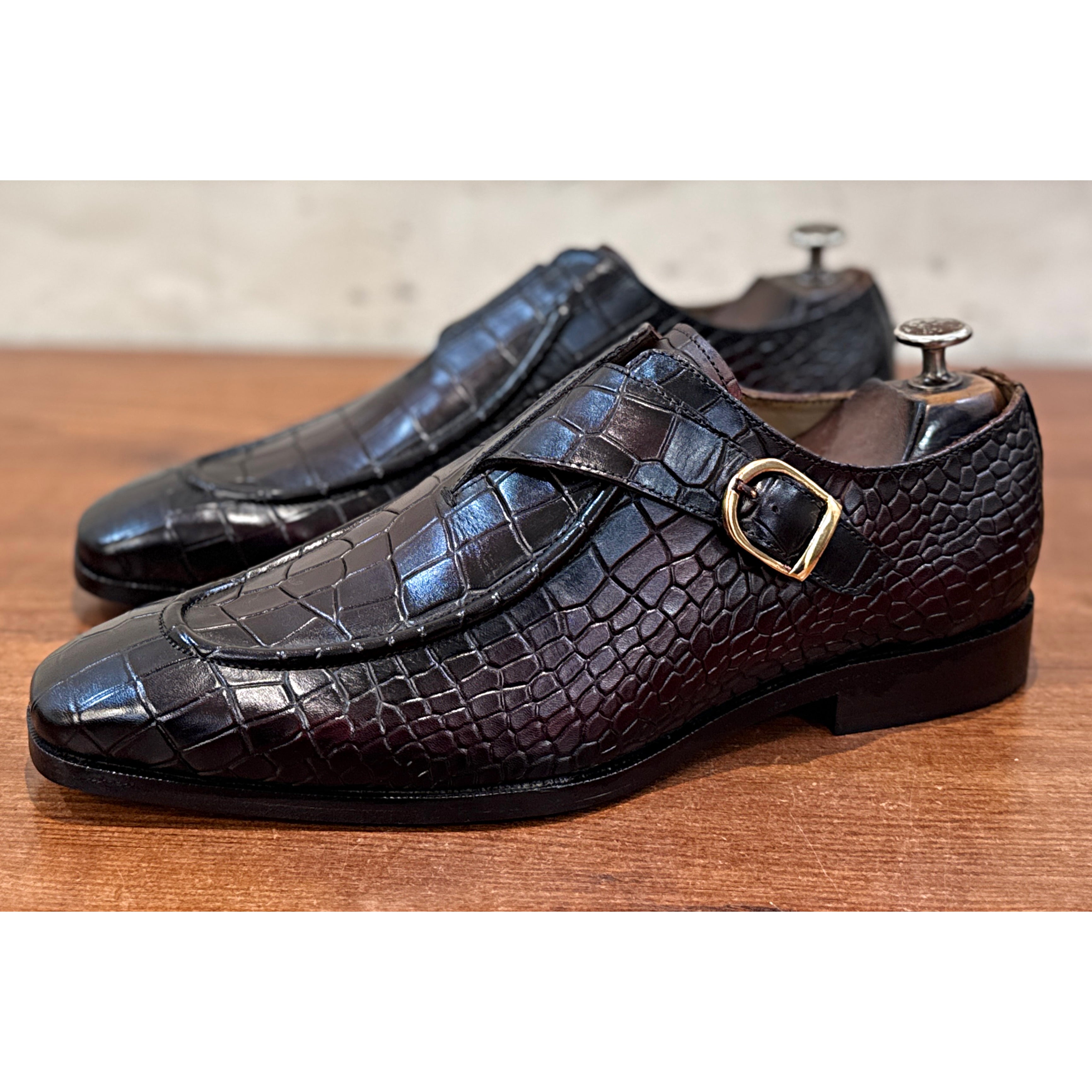 British Pointed Toe Single Monk – Dark Brown