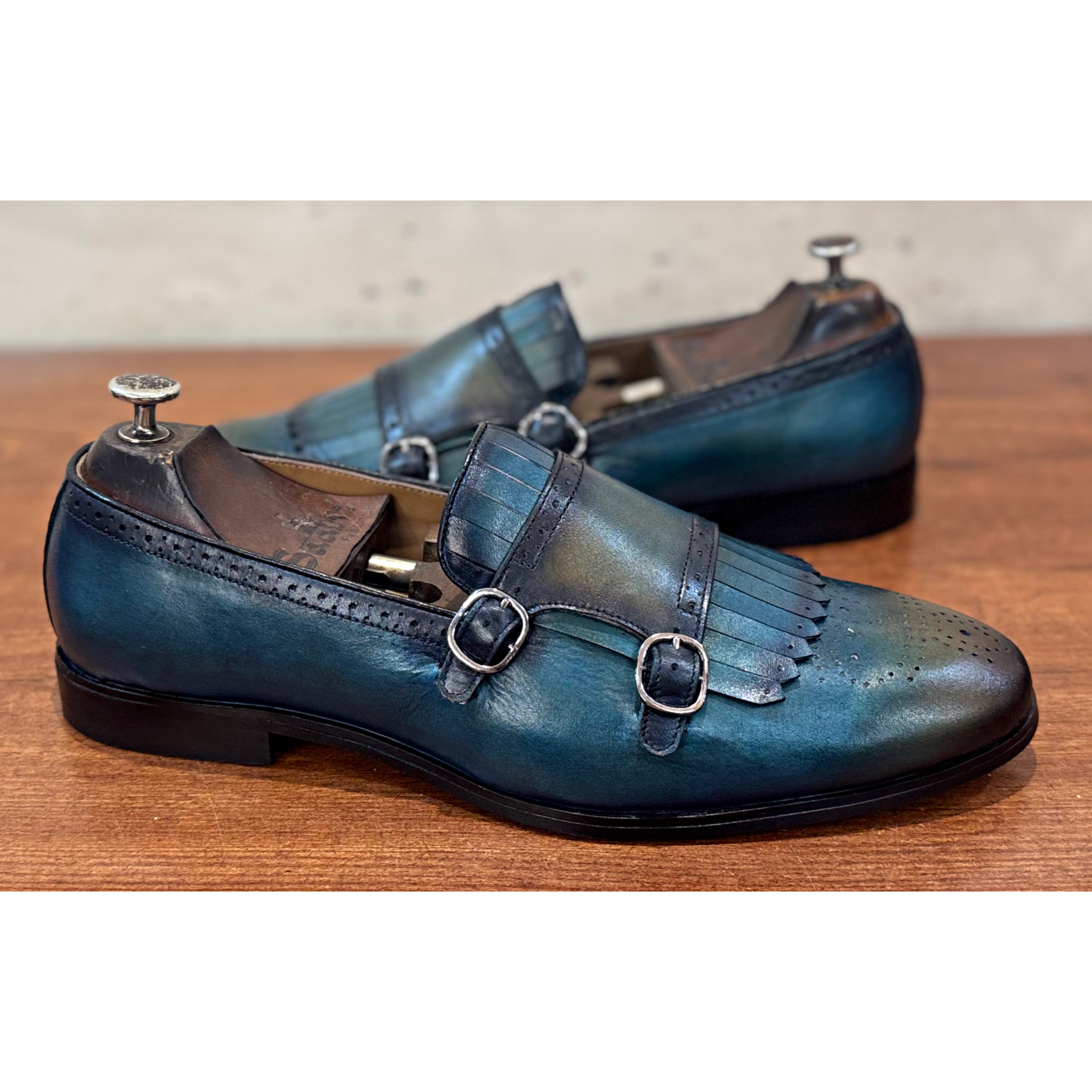 Double Strap Monk Fringes Aqua