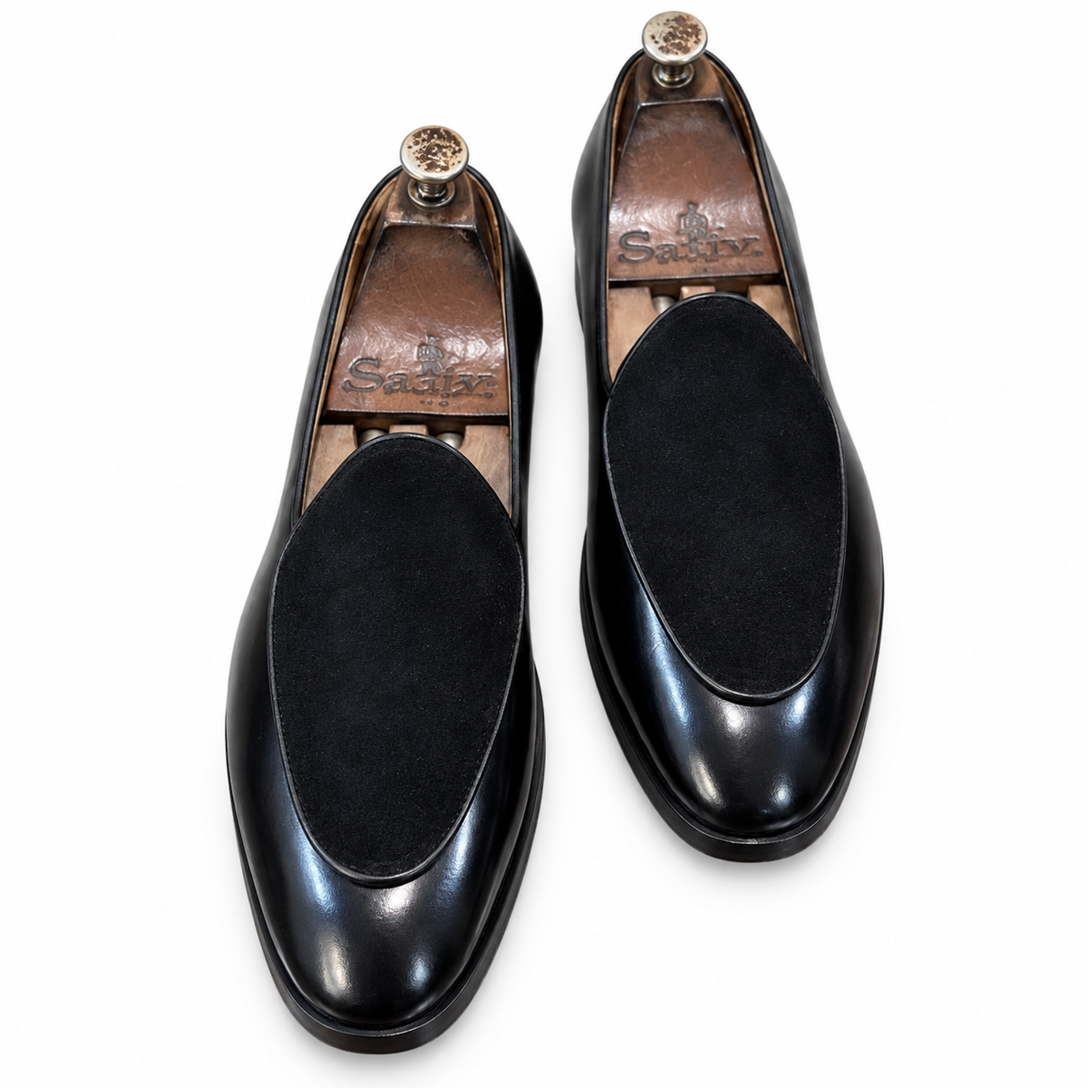 Noir Velour Contrast Loafers