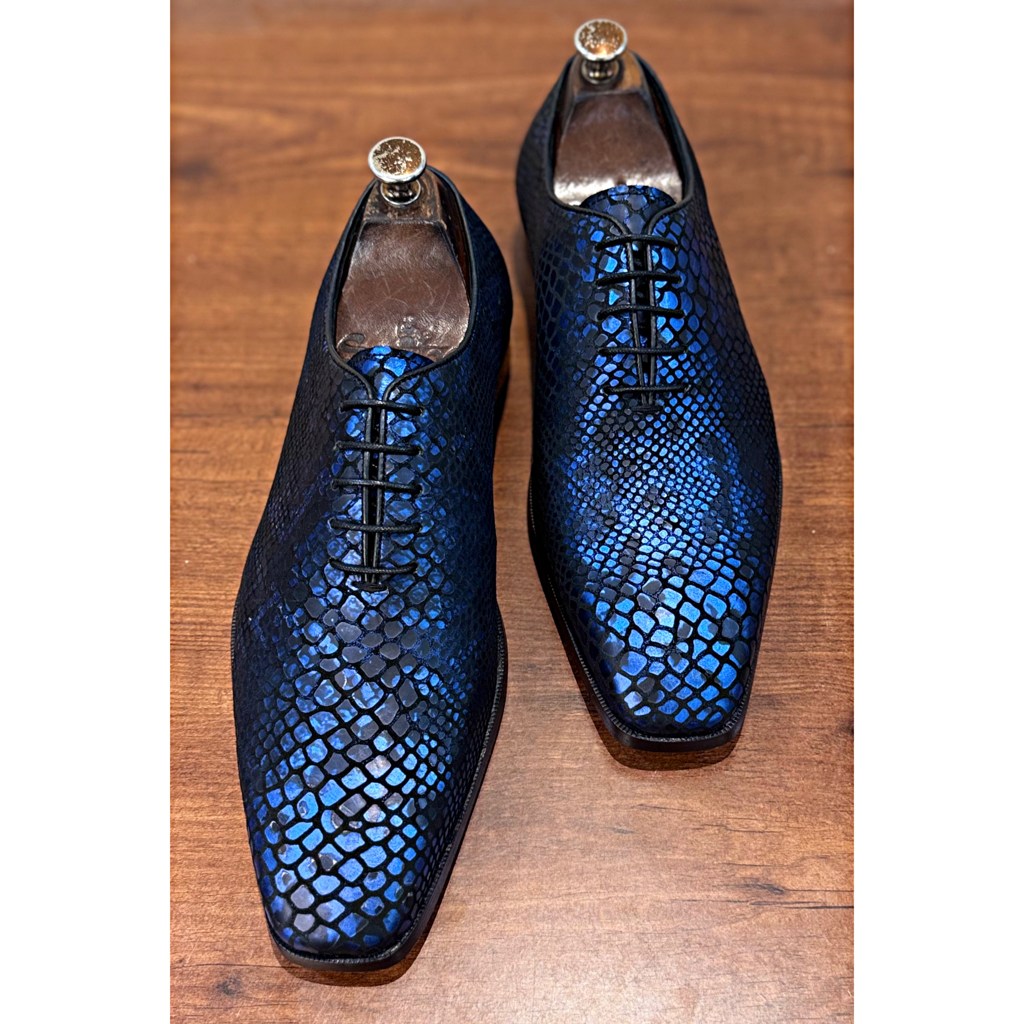 Blue Snake Foil Oxfords