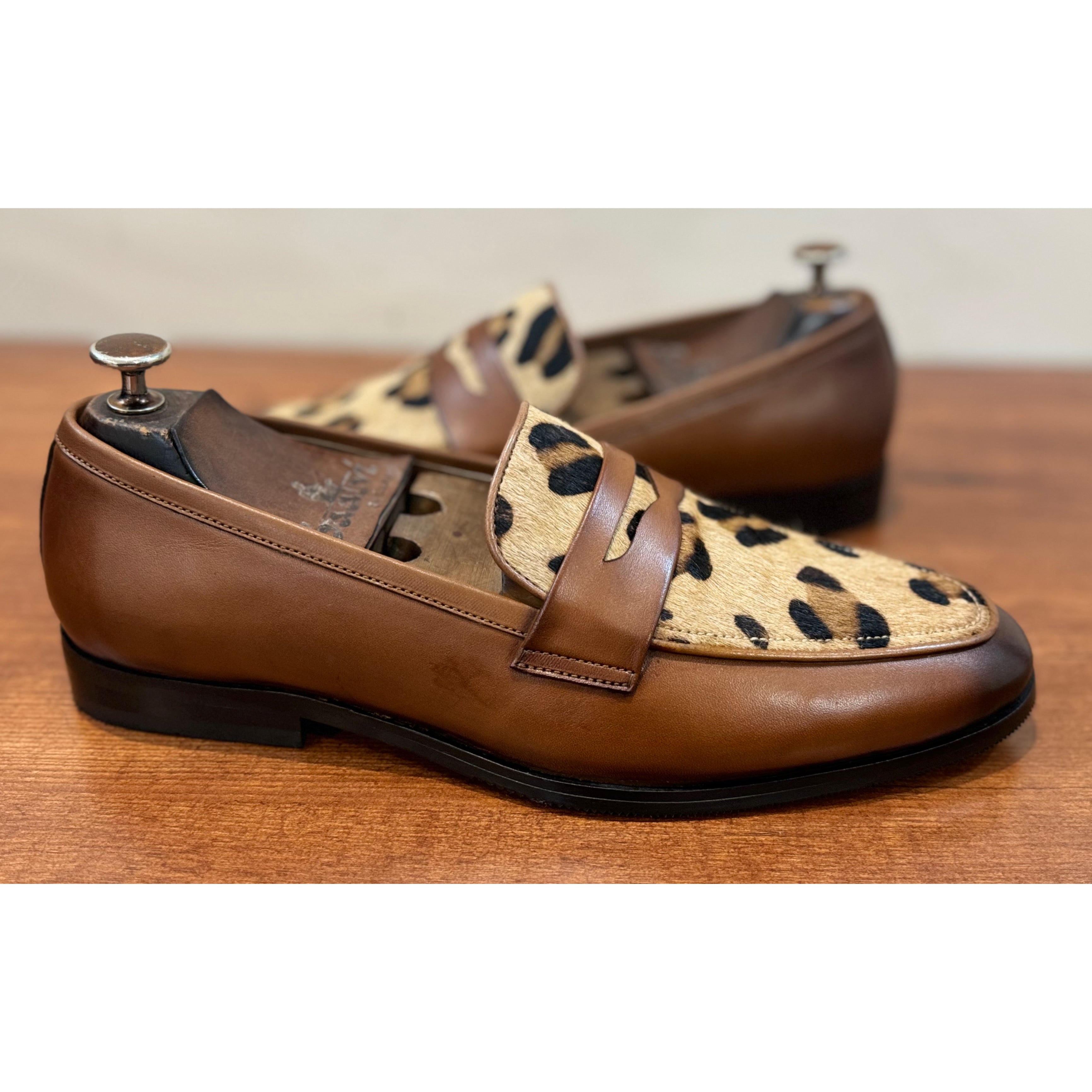 Tan Leopard Penny Loafers