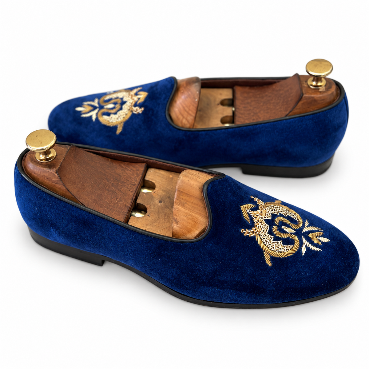 Blue Velvet Crown Zardosi Embroidery
