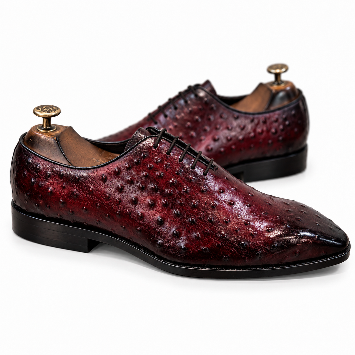 Rubino Burgundy Ostrich Leather Oxfords