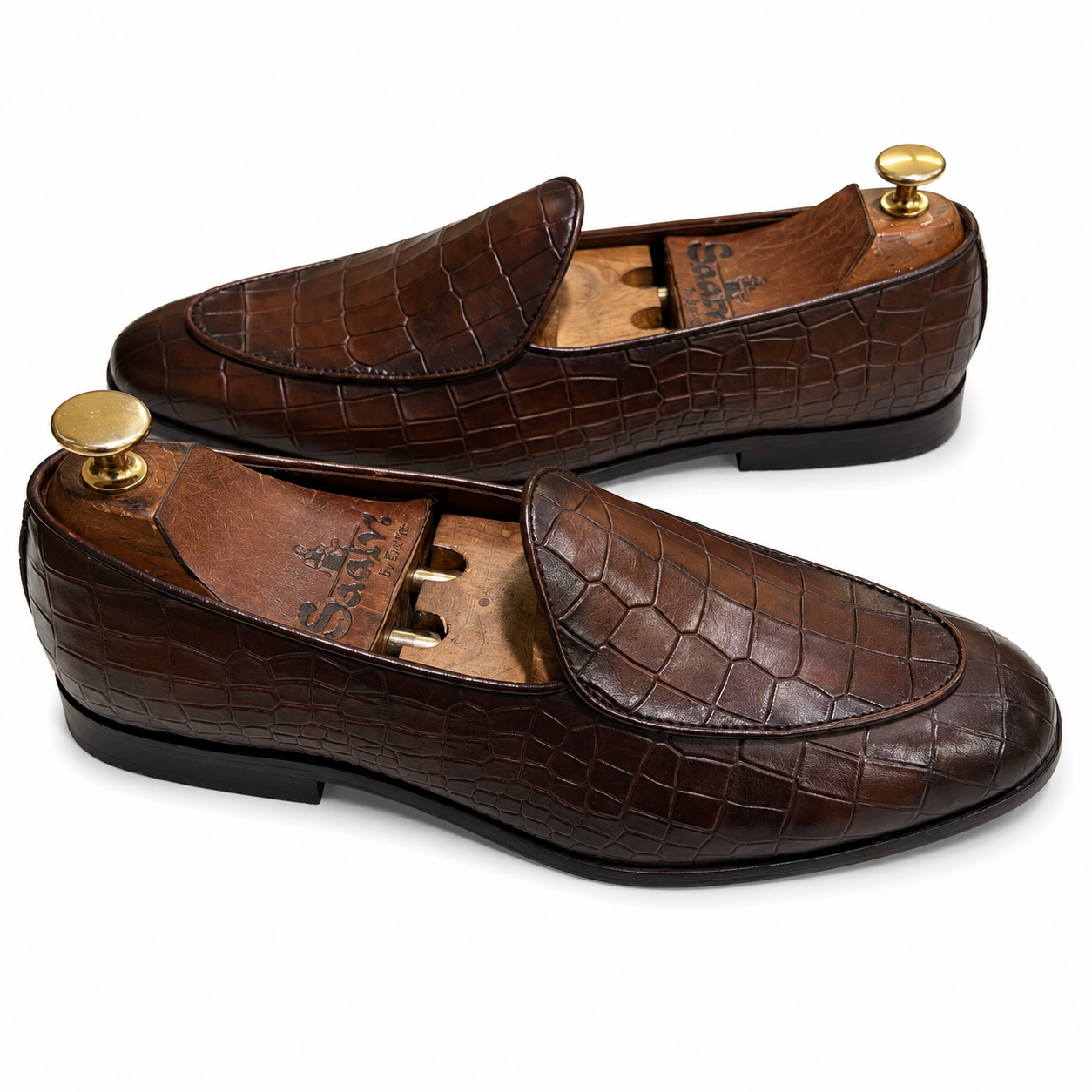 Espresso Croco Belgian Loafers