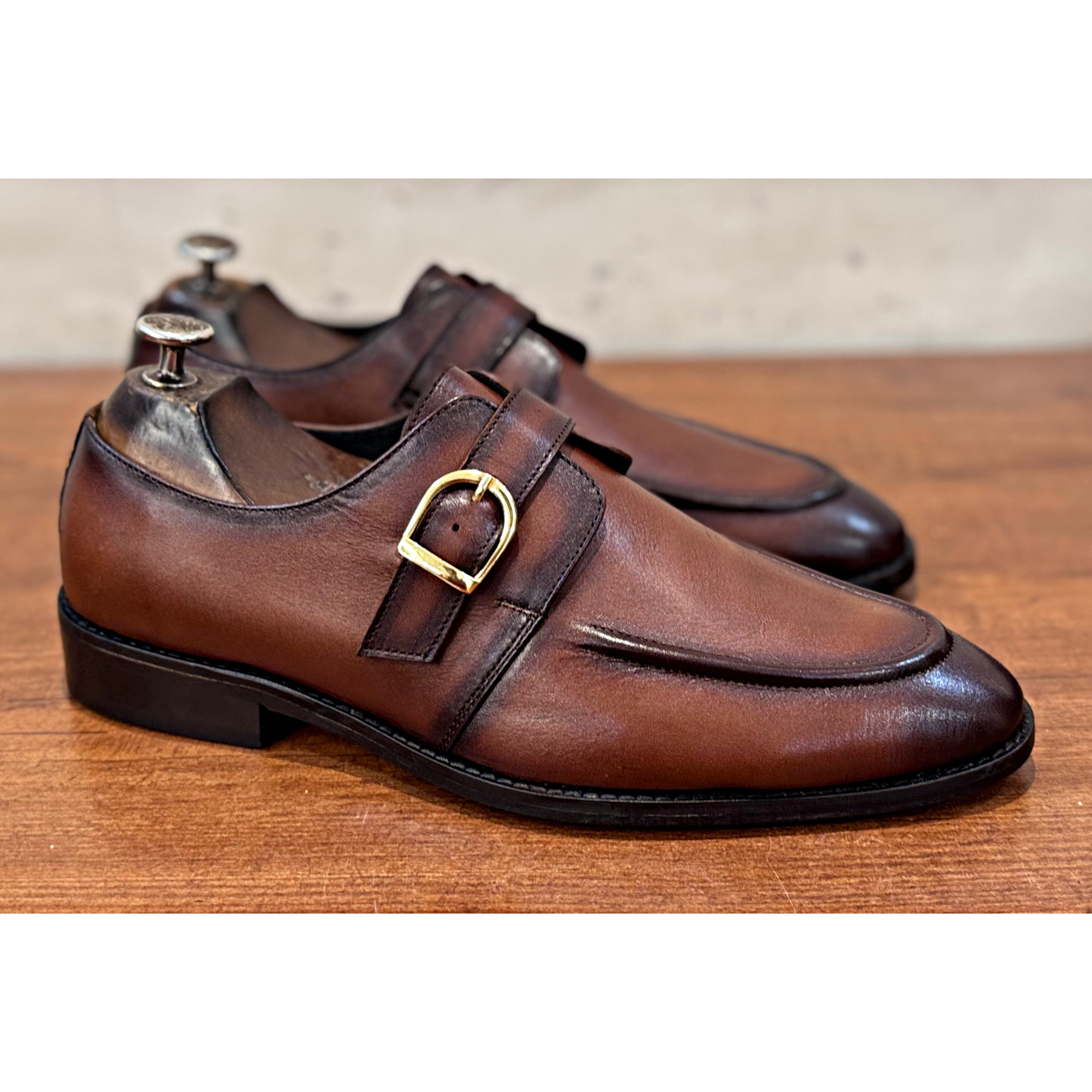 Single Monk Strap Burnish Leather