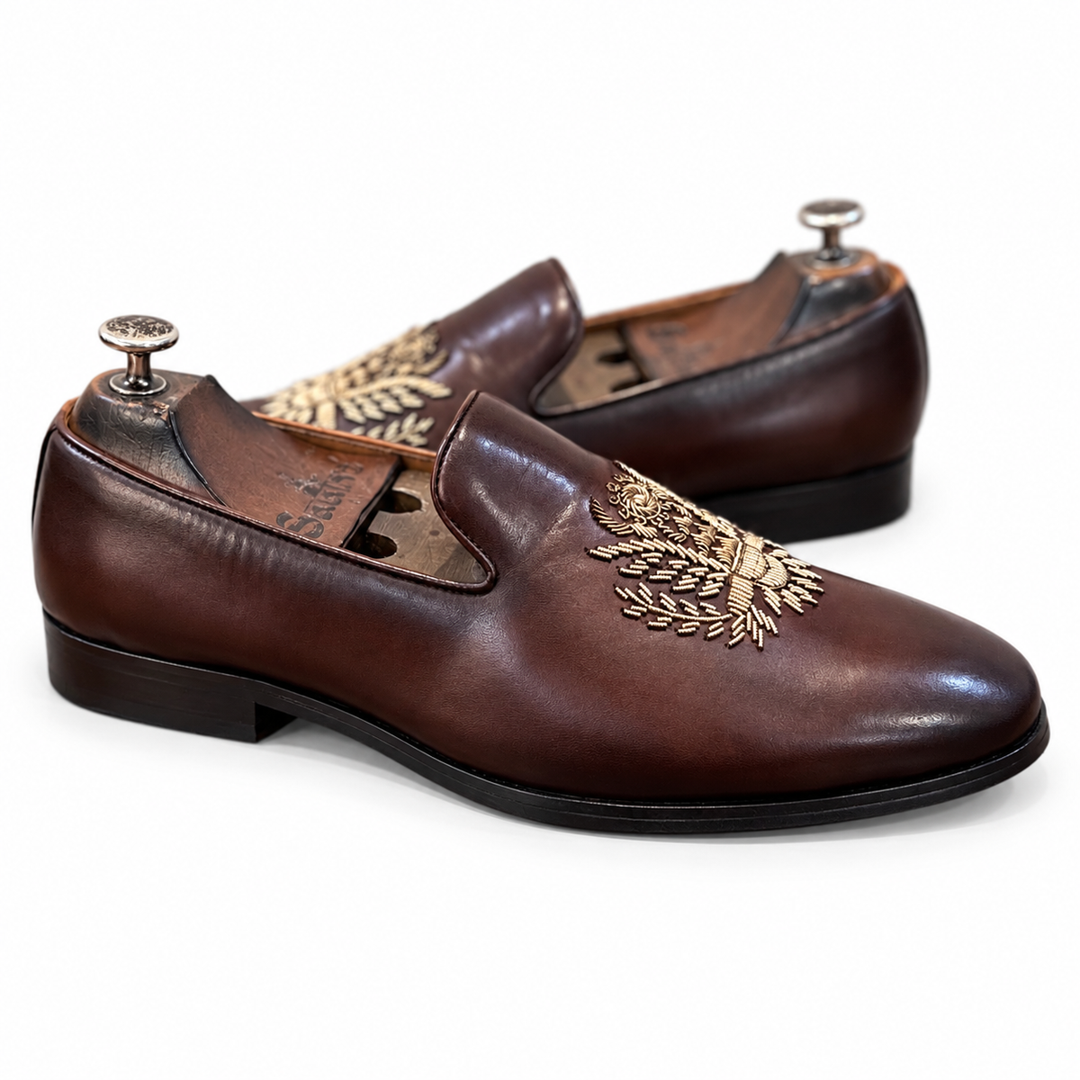 Imperial Eagle Zardosi Slip-On – Dual Tone Brown