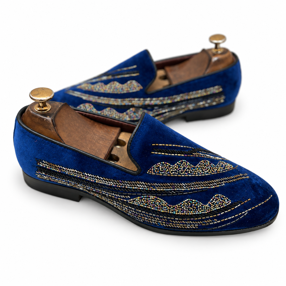 Sapphire Multicolour Abstract Velvet Loafers
