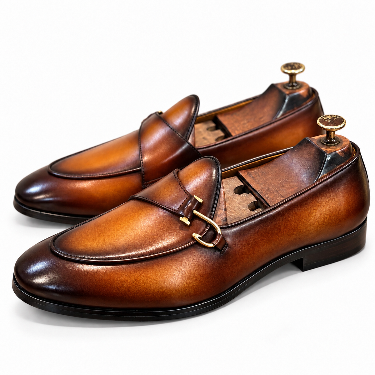 Aurelio – Cognac Hand-Patina Belgian Loafers