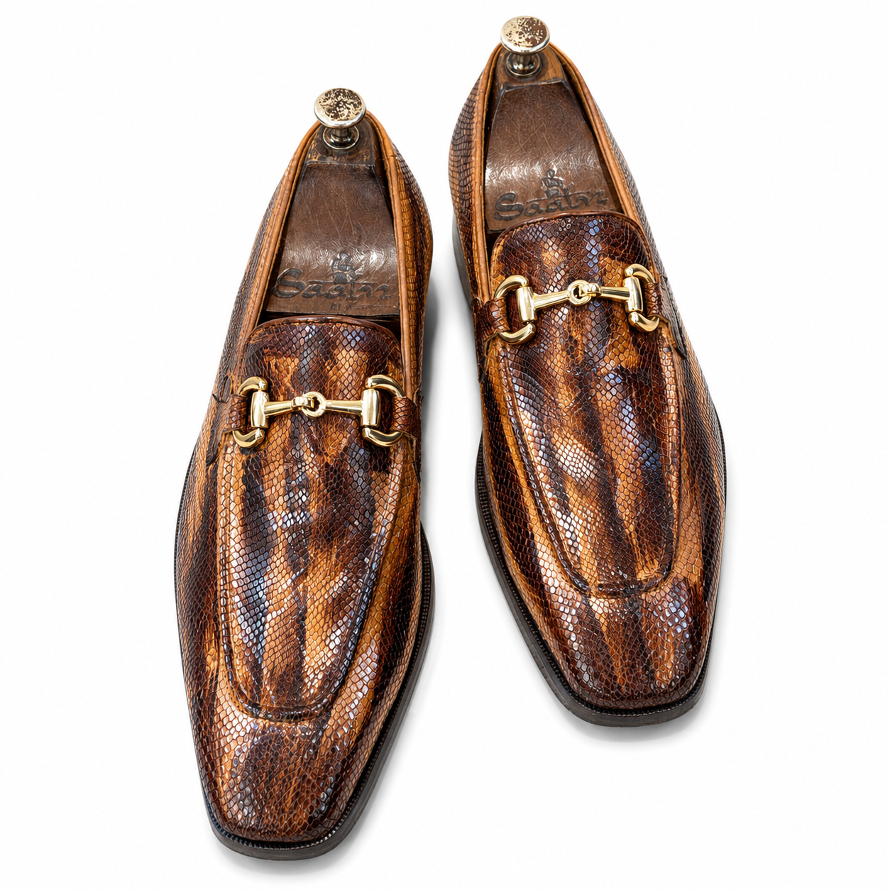The Savannah Gold – Cognac Python Horsebit Loafers
