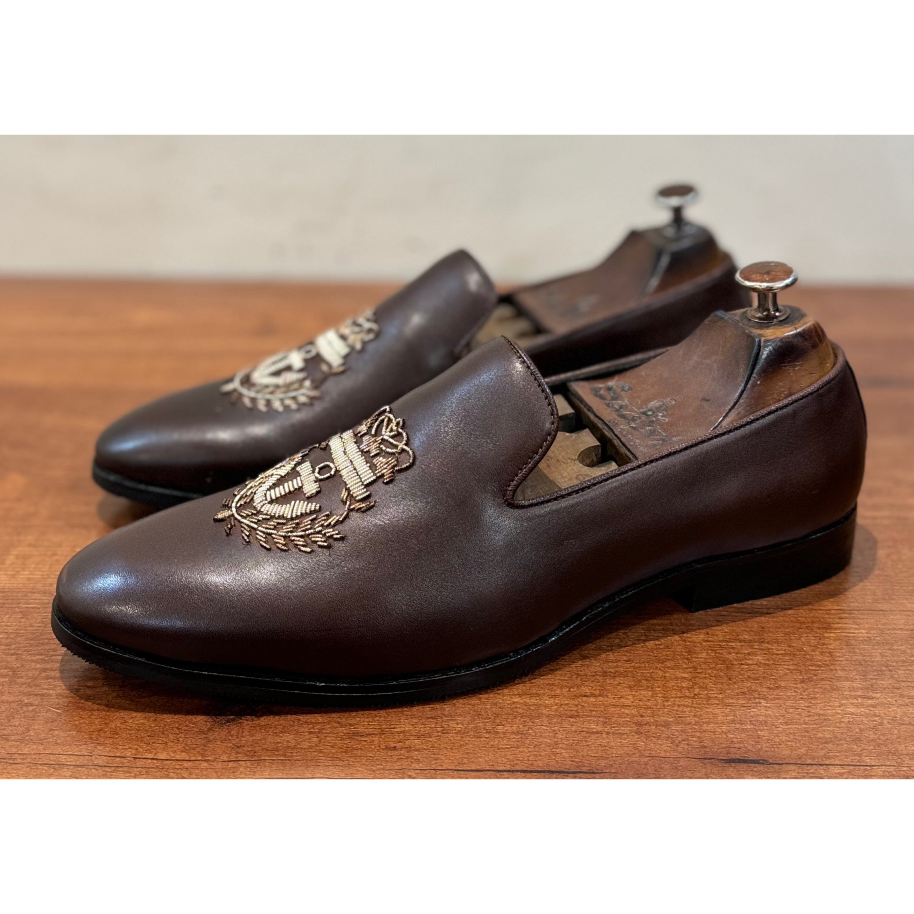 Brown Anchor Embroidery Slipon