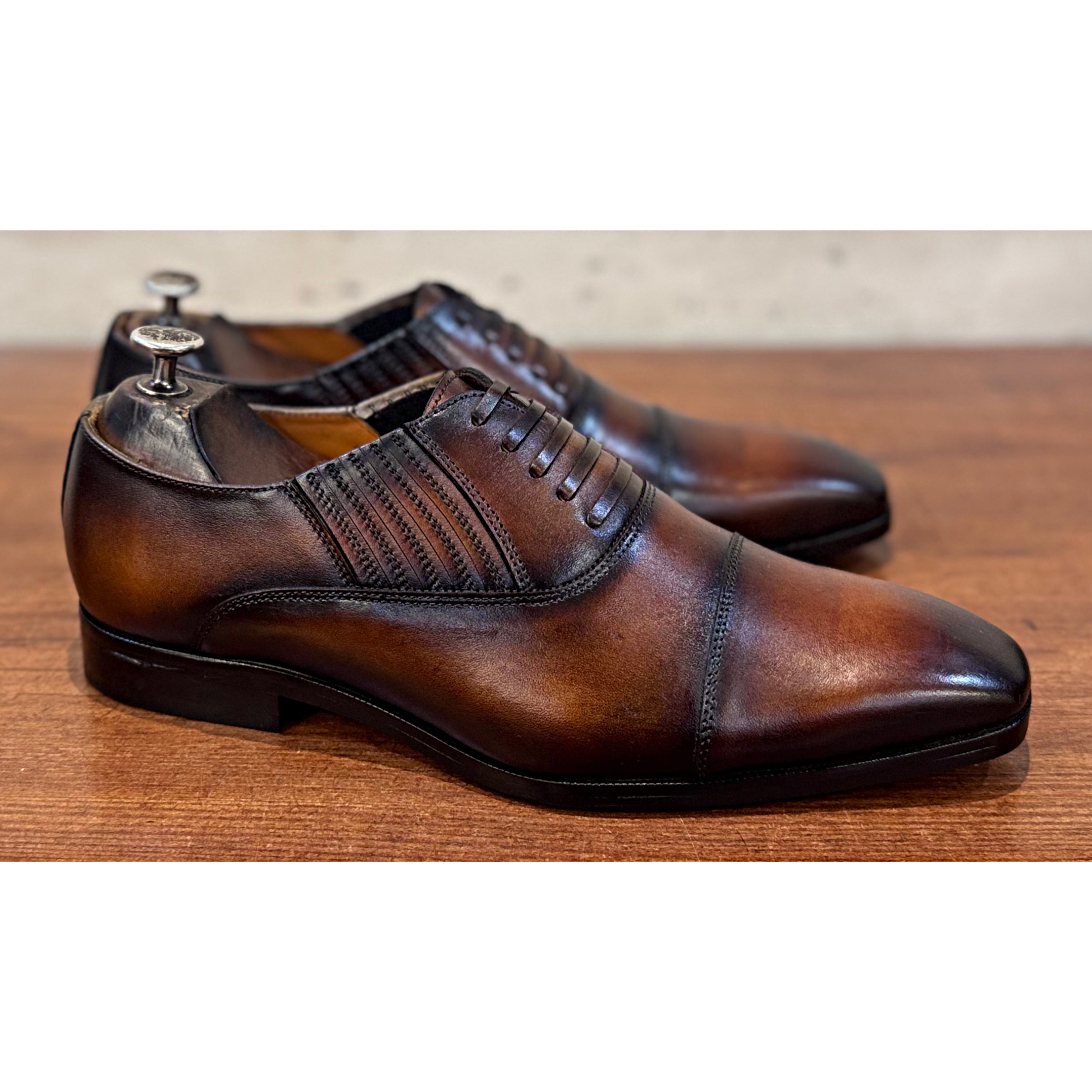 Tan Hand Patina Loafers Italia