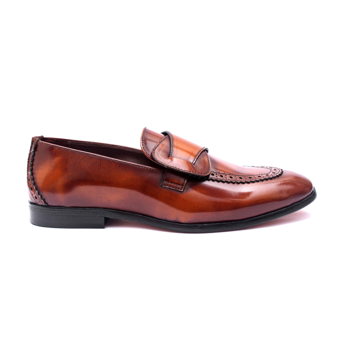 Valmont Cognac Butterfly Brogue Loafers