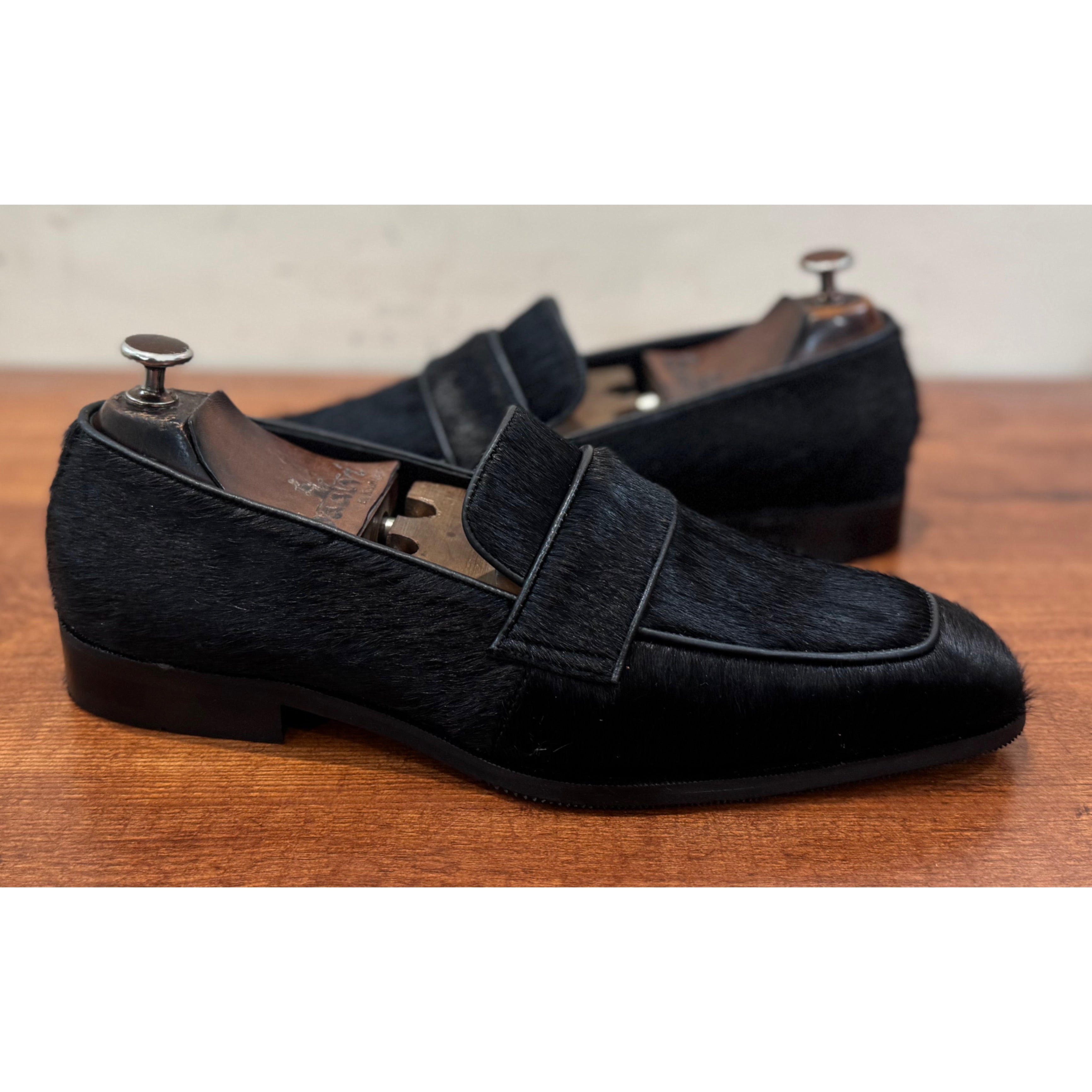 Hairon Leather Loafers Black