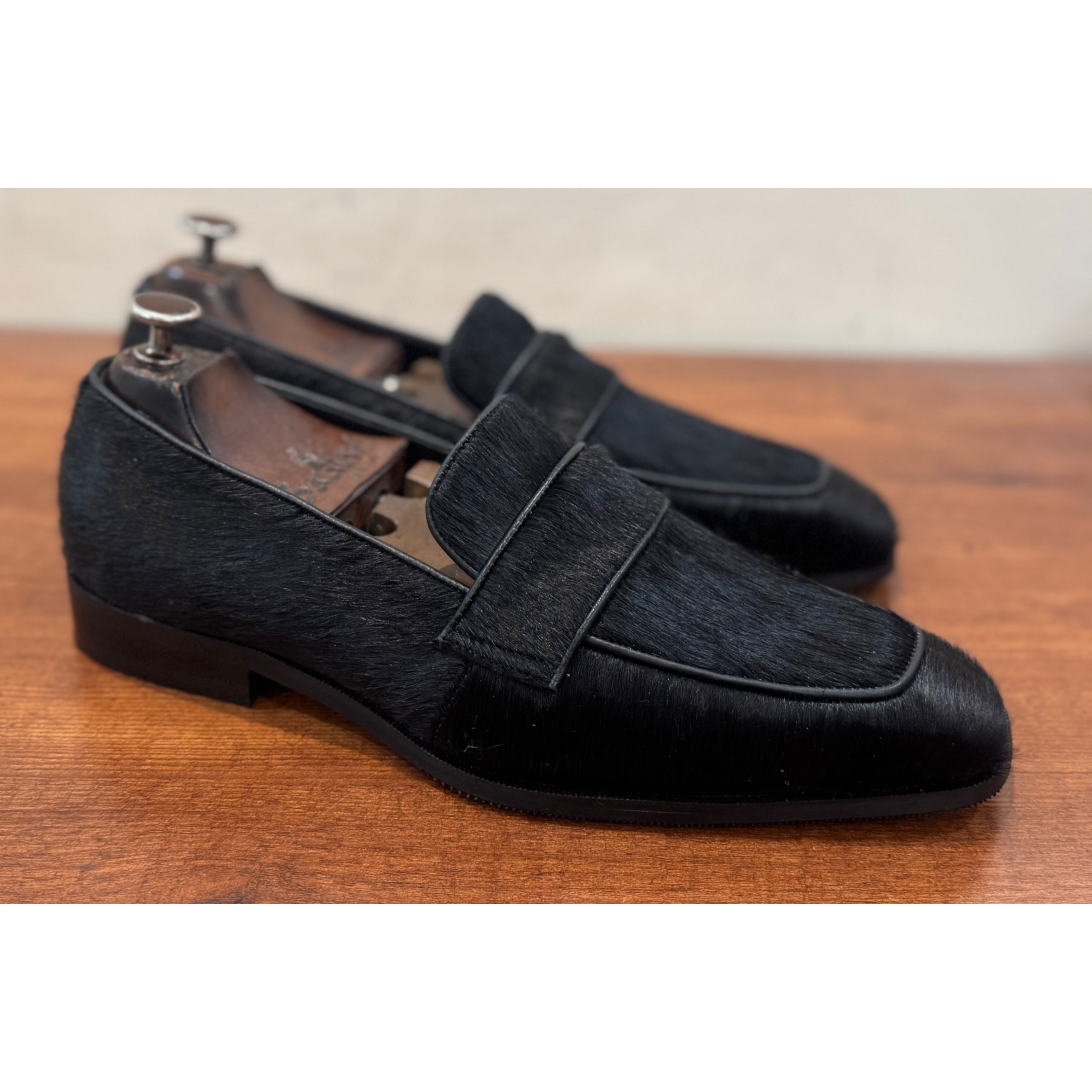 Hairon Leather Loafers Black