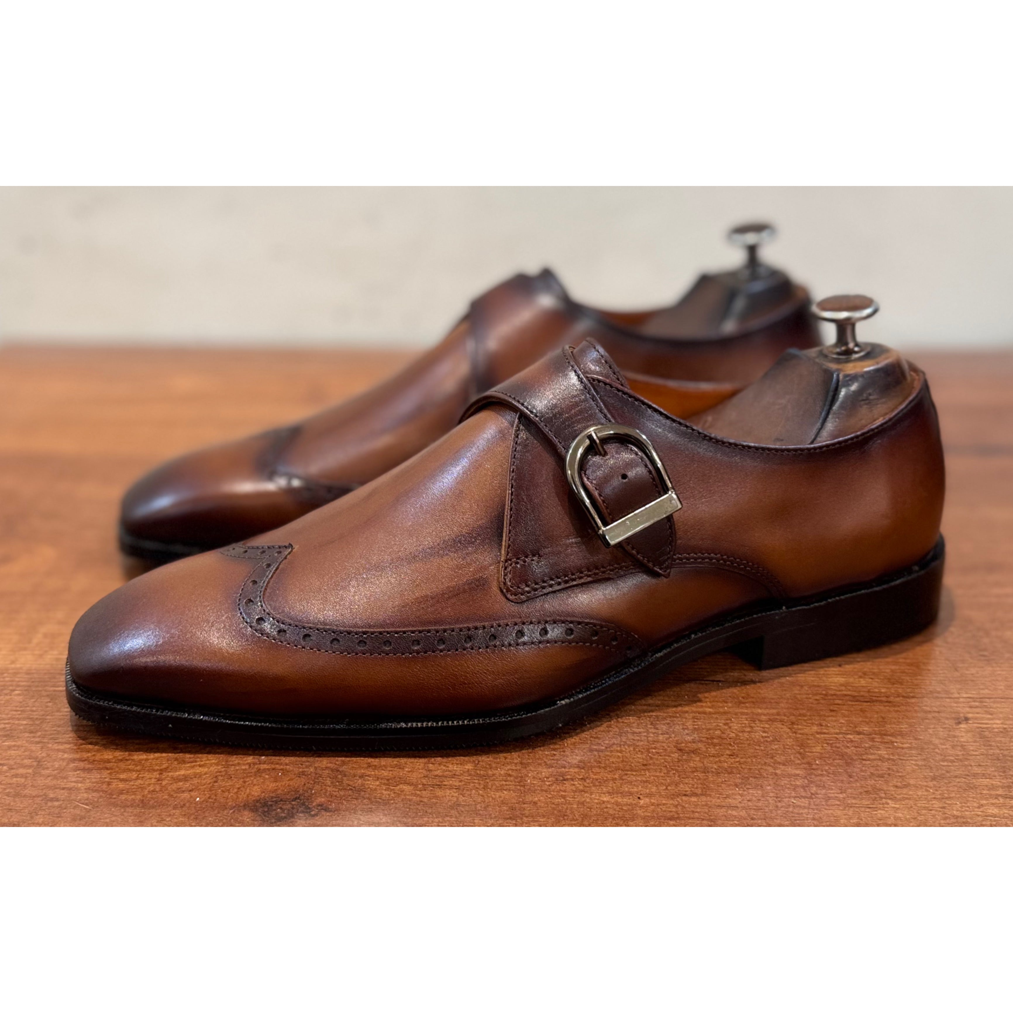 Single Monk Strap Hand Patina Tan