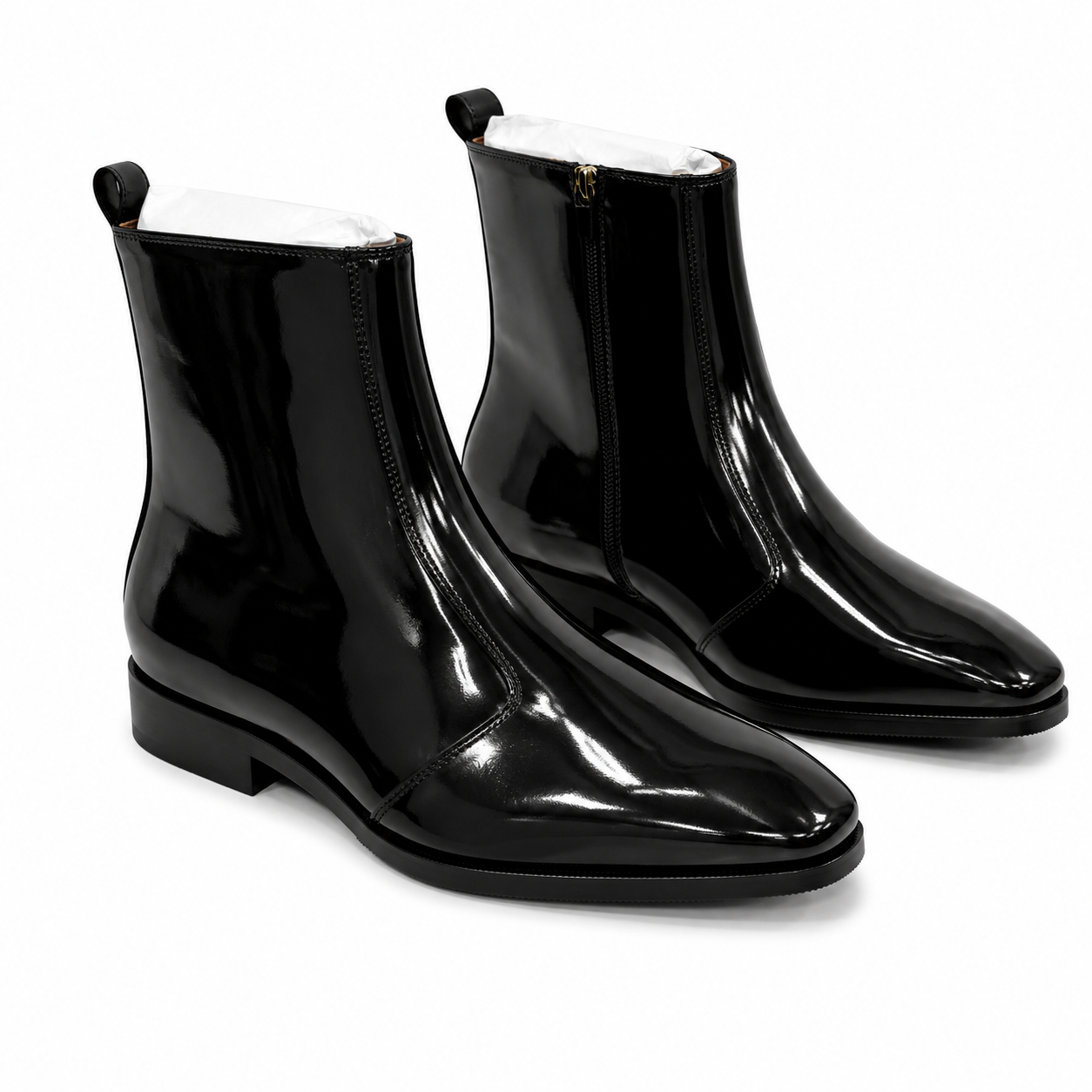 Midnight Black Patent Leather Chelsea Boots