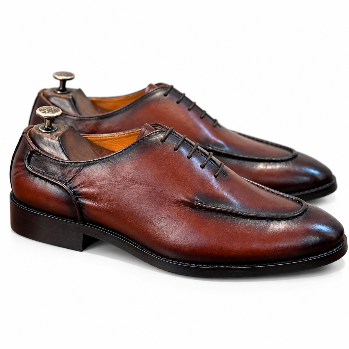Espresso Aureum Apron-Toe Lace-Up Shoes