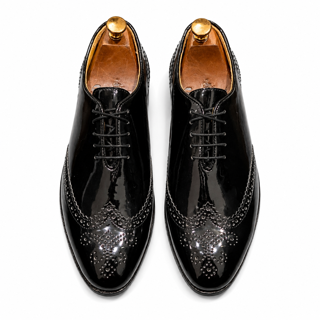 Noir Regent Patent Brogue Oxfords