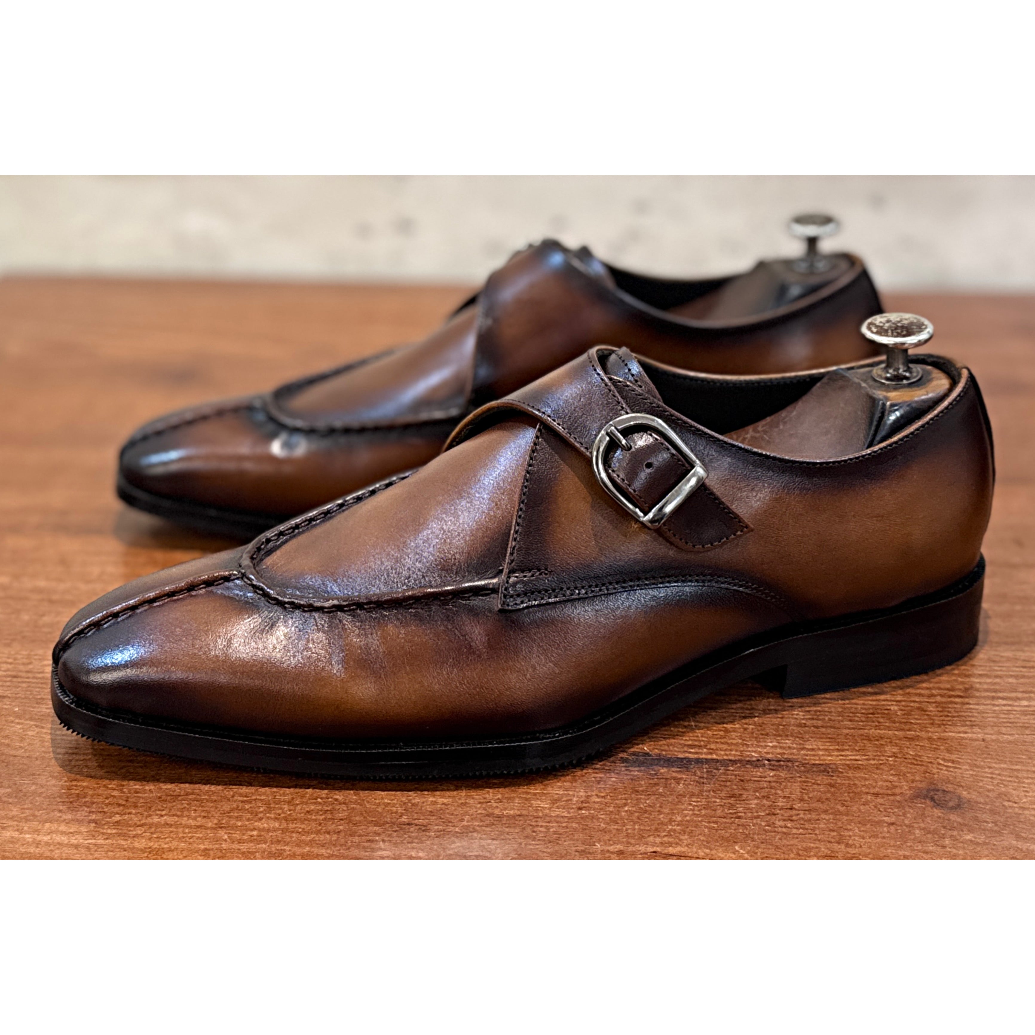 Savile Row Dark Brown Apron Monk Shoes