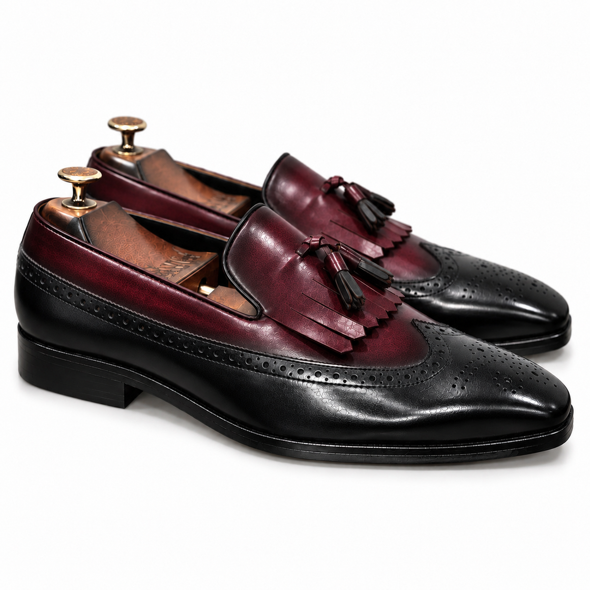 Burgundy Noir Kiltie Tassel Loafers