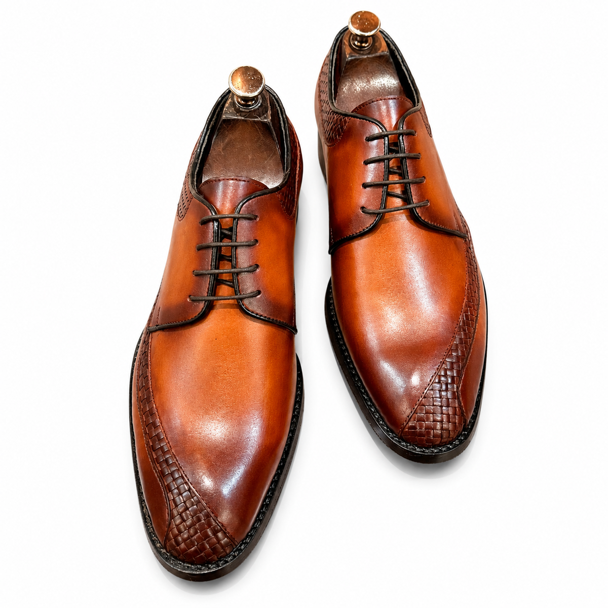Cognac Royale Woven Leather Derby