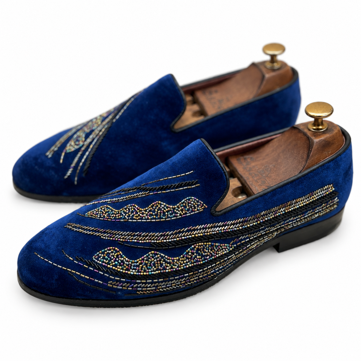 Sapphire Multicolour Abstract Velvet Loafers