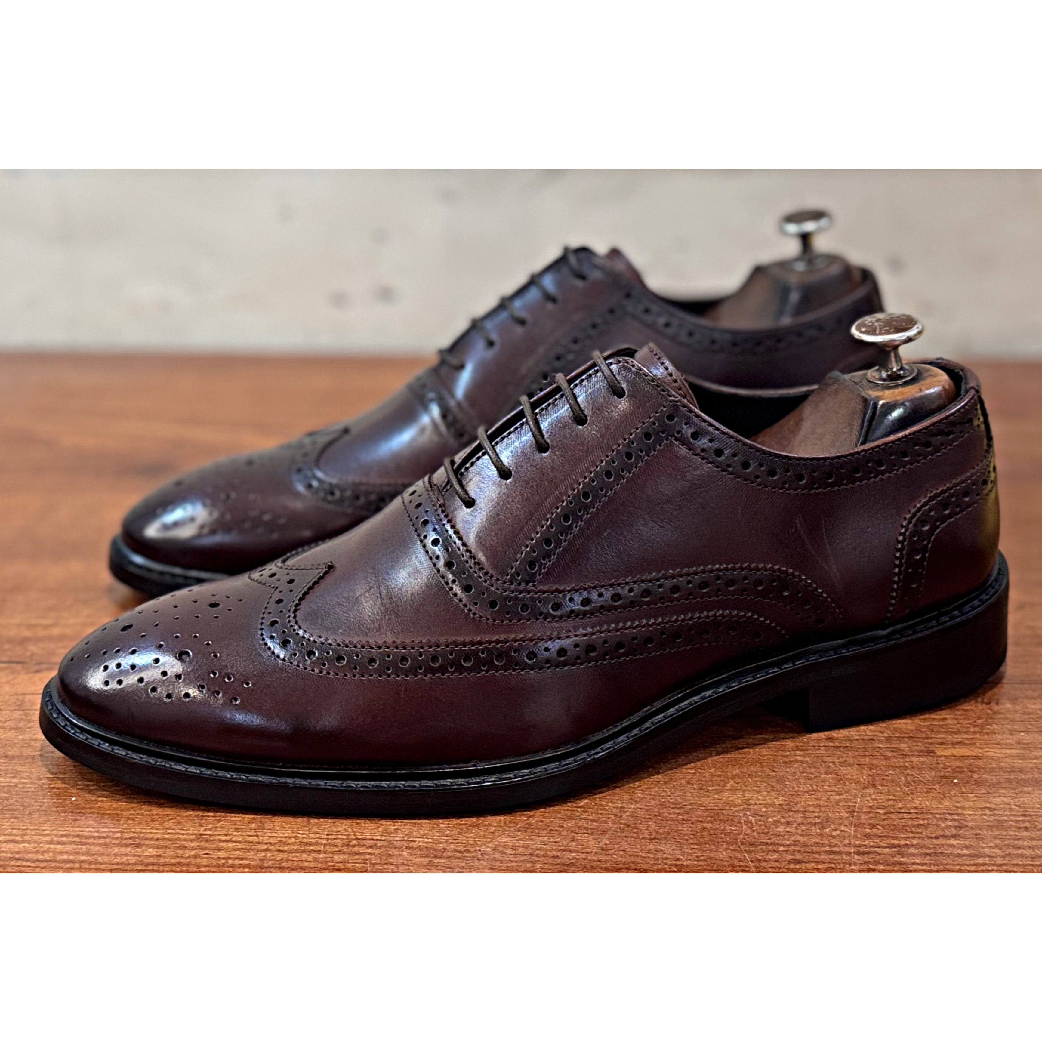 Saalvi Regal Wingtip Oxfords - Burnished Brown