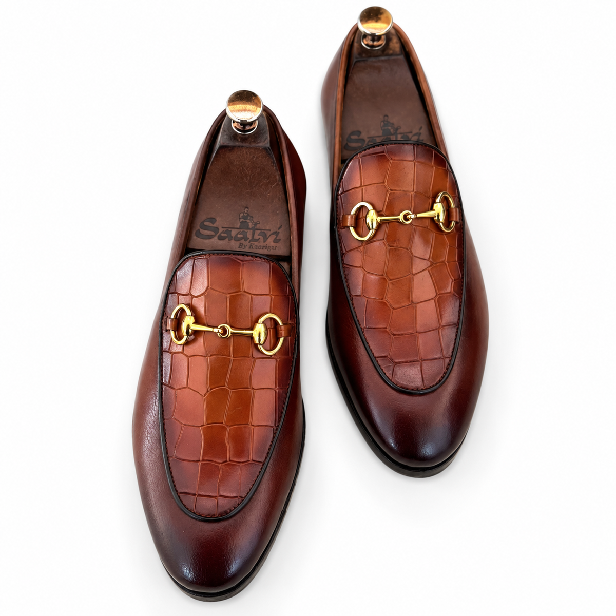 Aurelio Antique Tan Croco Horsebit Loafers