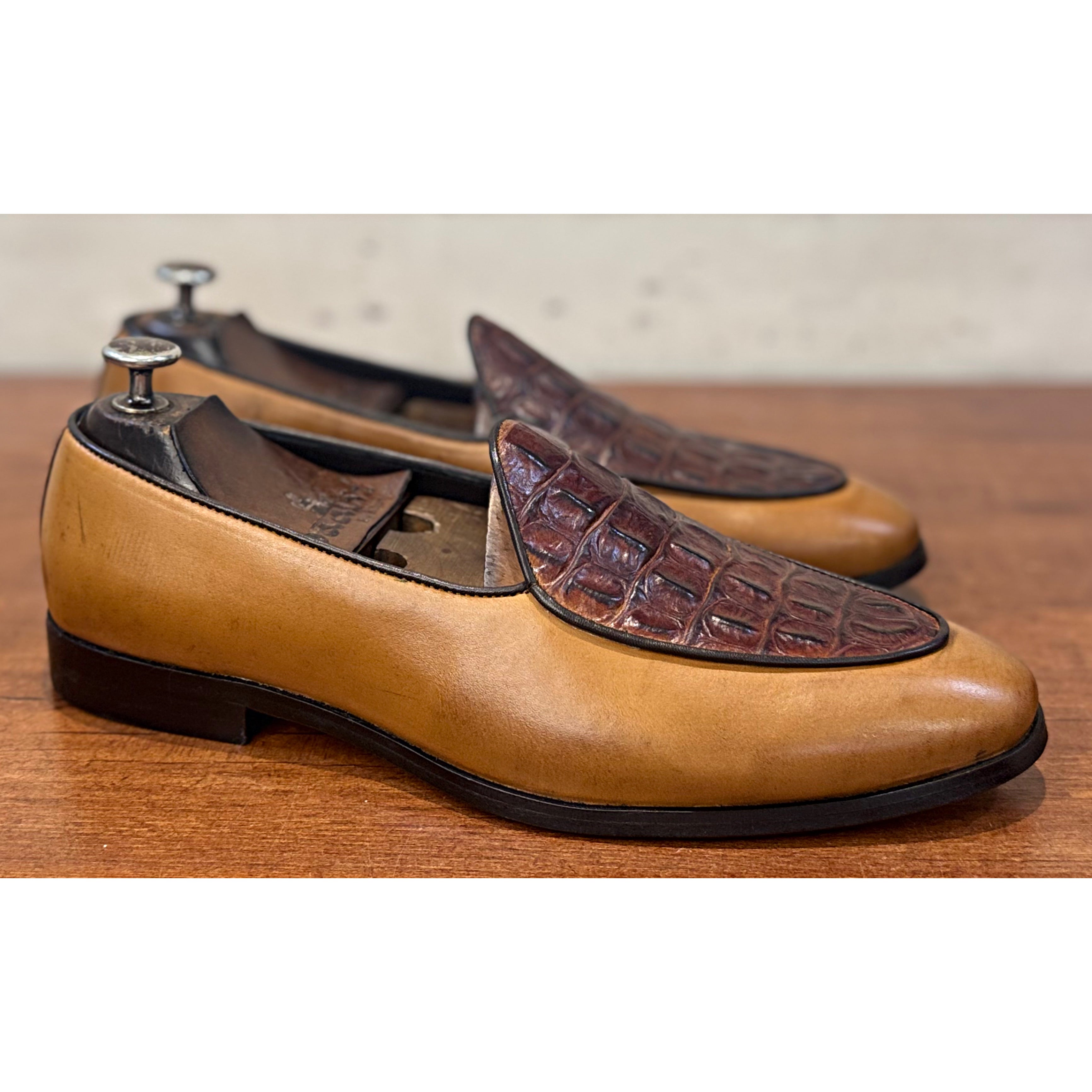 Belgian Loafers Croco Tan