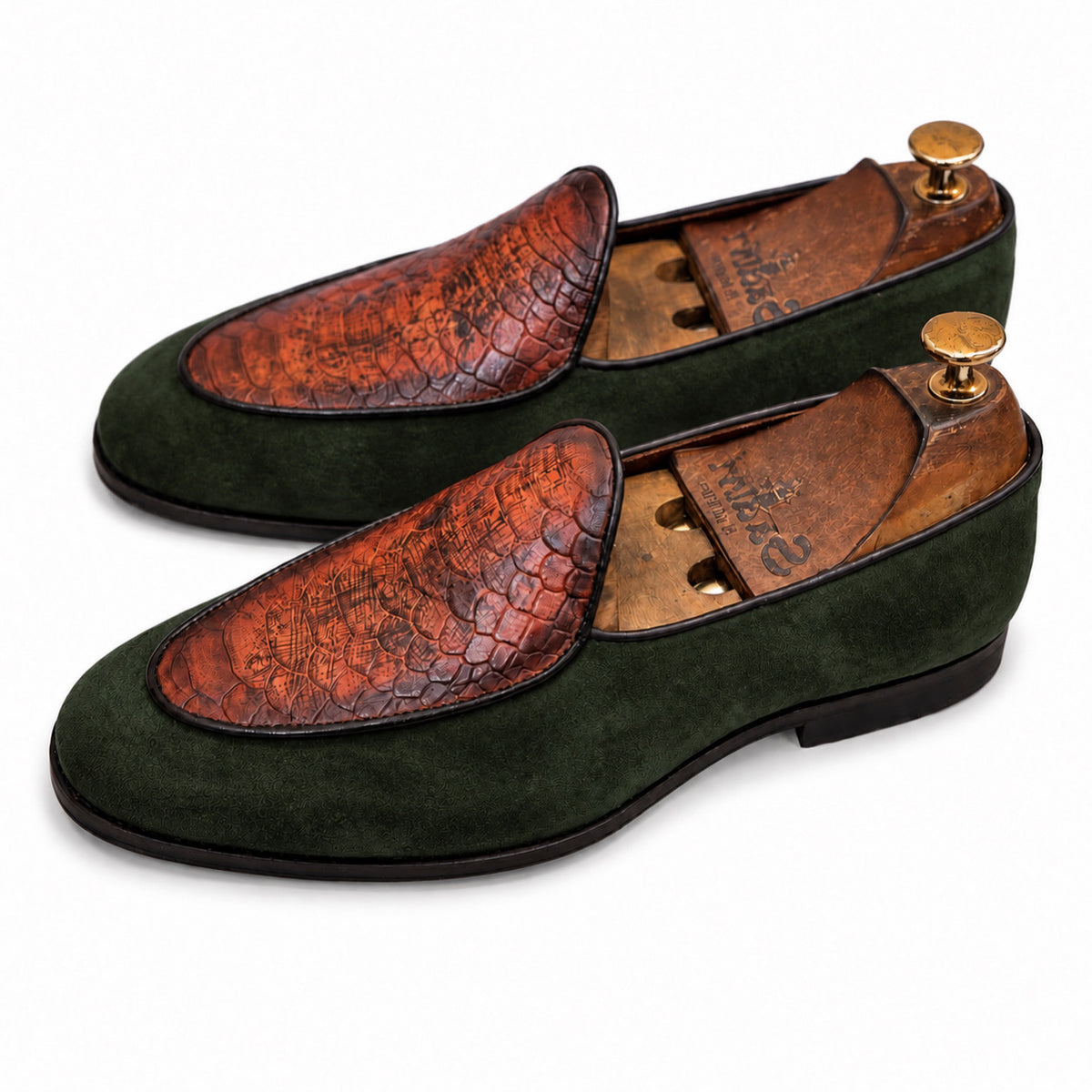 Verde Cognac Royale Patterned Loafers