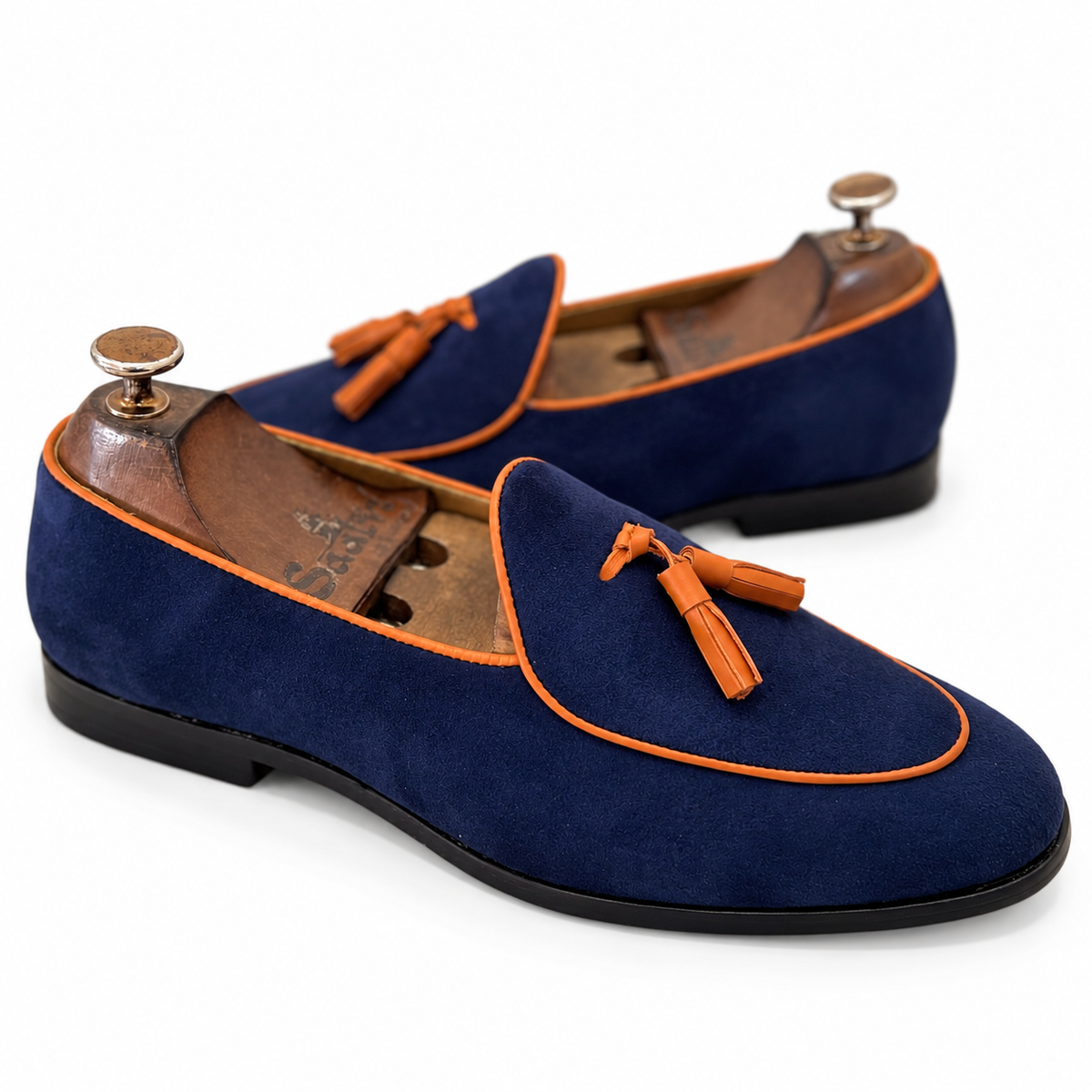 Navy Tangerine Tassel Loafers