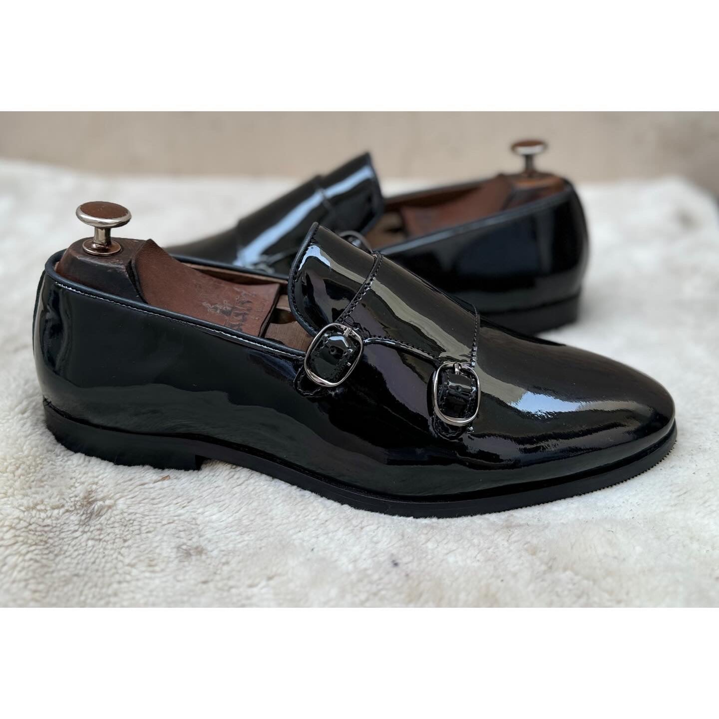 Black Patent Monk Straps