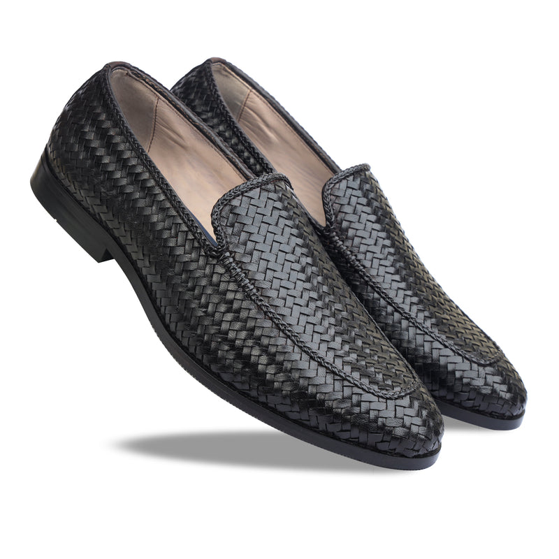 Black Handwoven Loafers