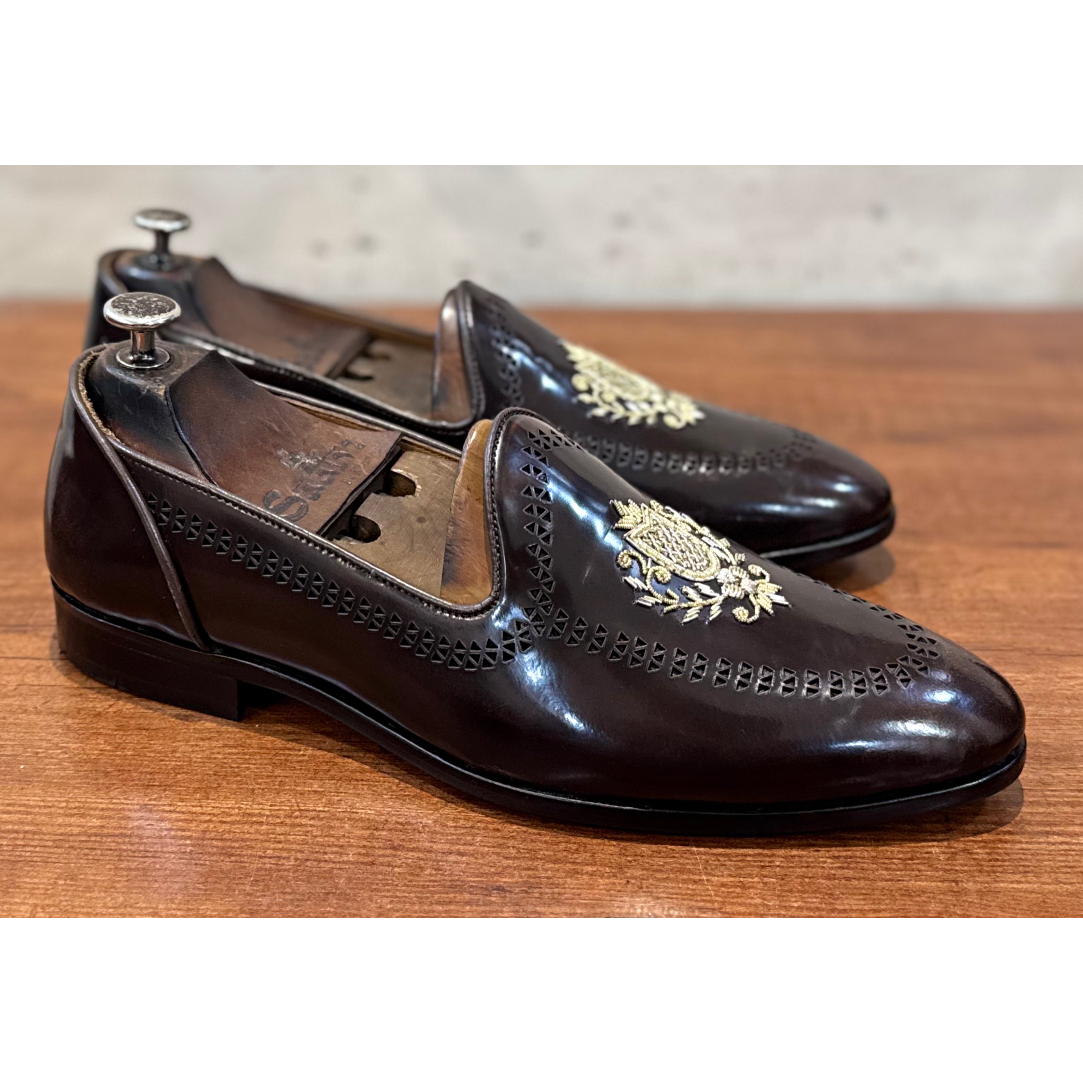 Brown Loafers Crest Slipons