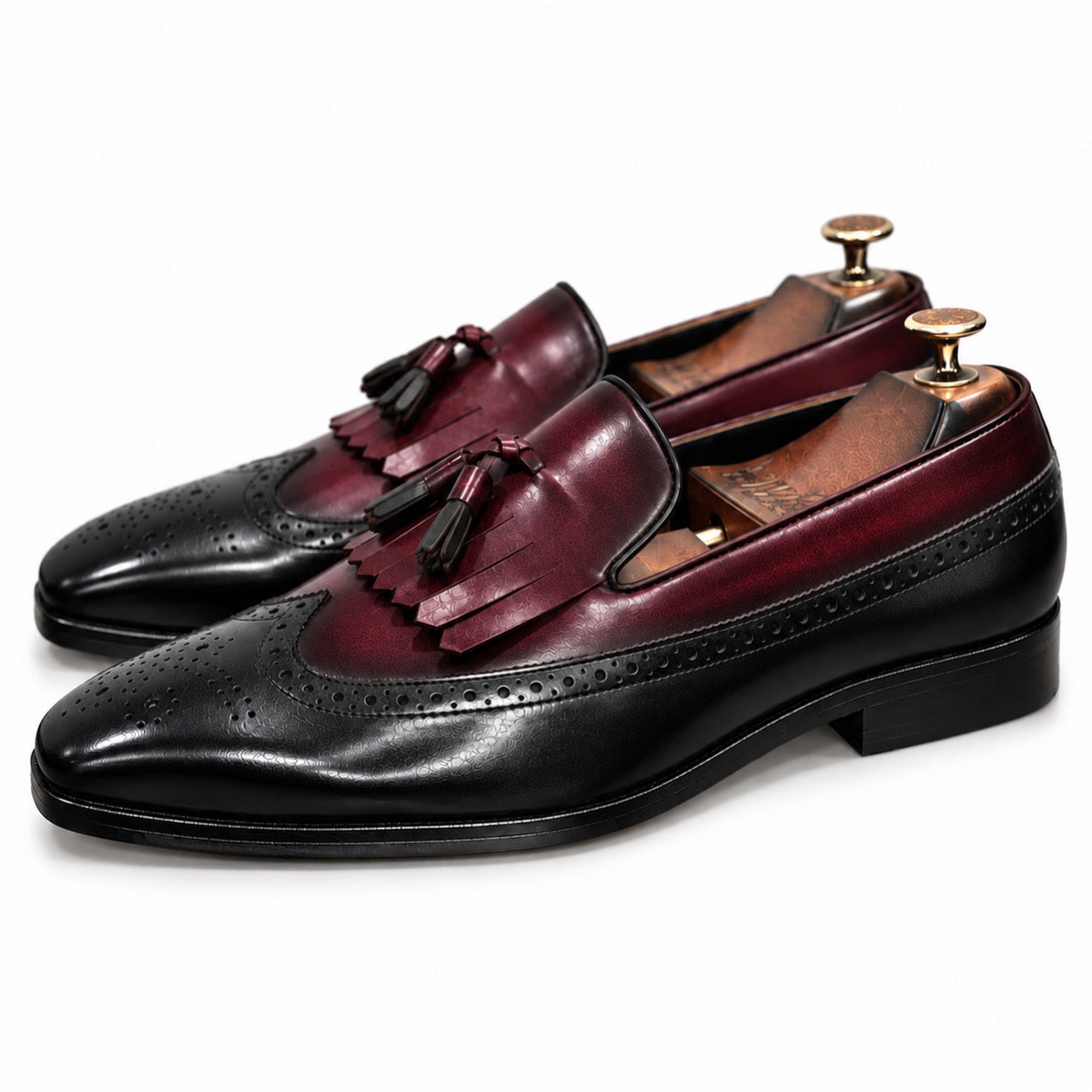 Burgundy Noir Kiltie Tassel Loafers