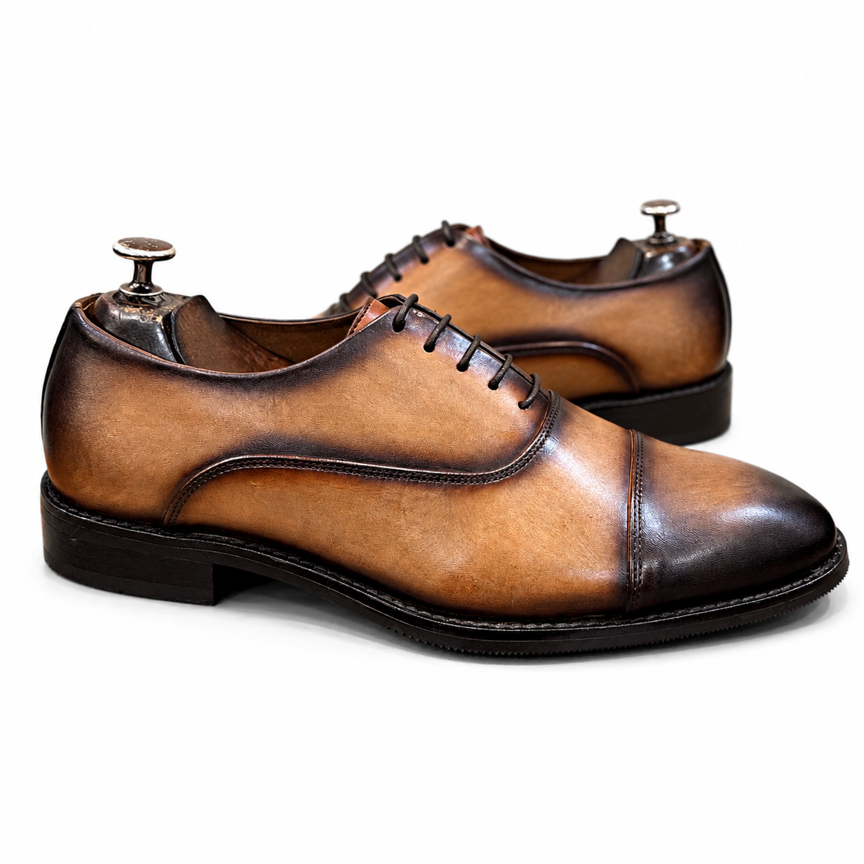 Cognac Royale Hand-Patina Cap-Toe Oxford