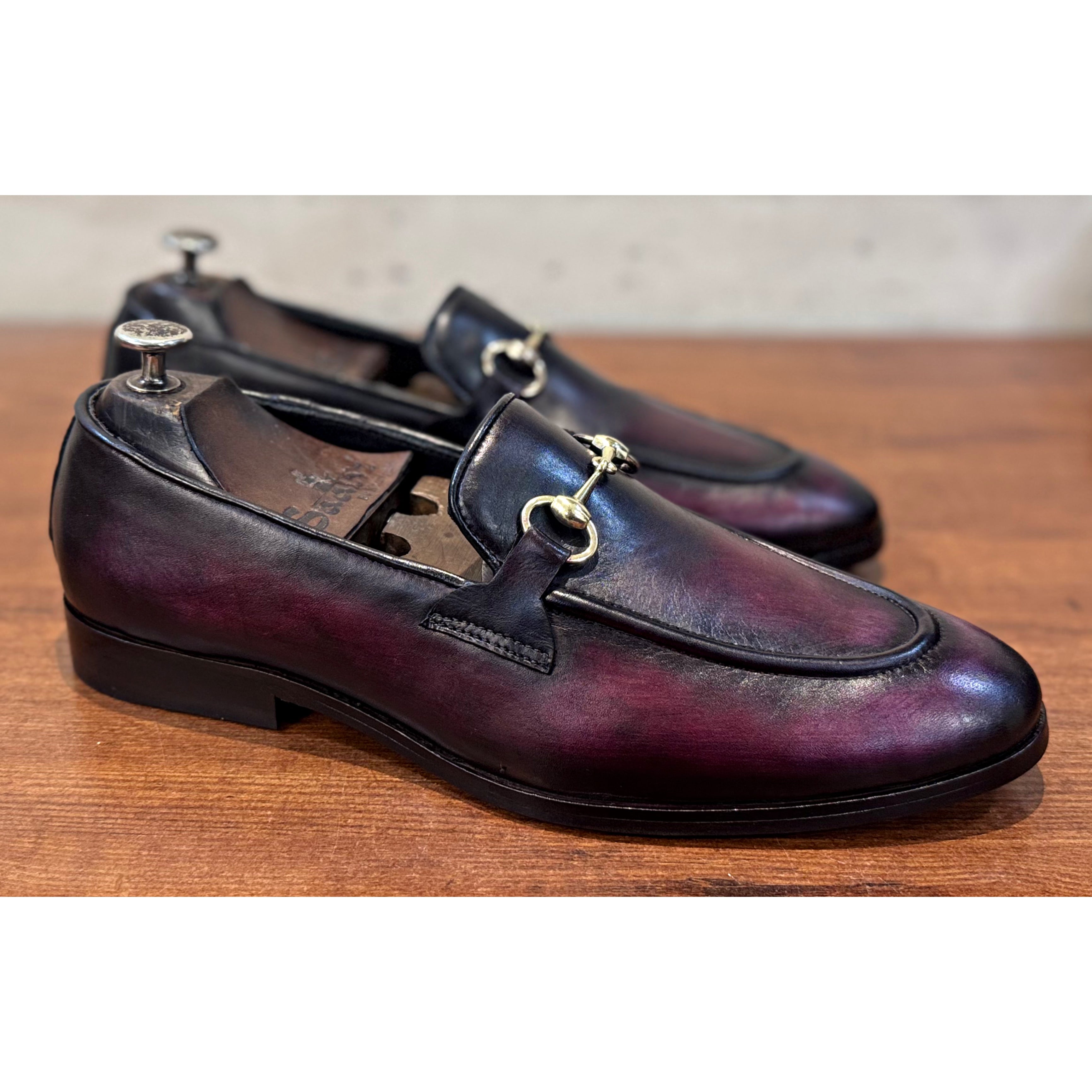 Horsebit Loafers Hand Patina Purple