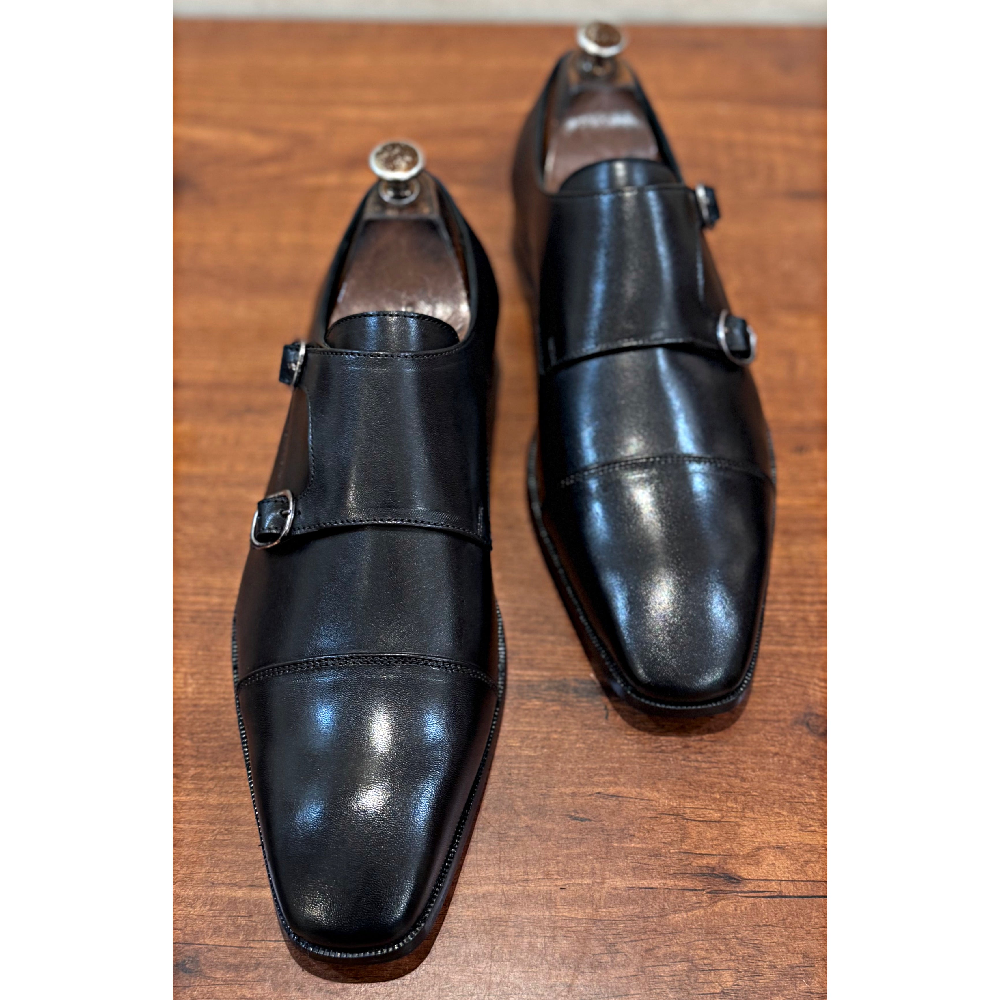 Black Leather Monk Straps