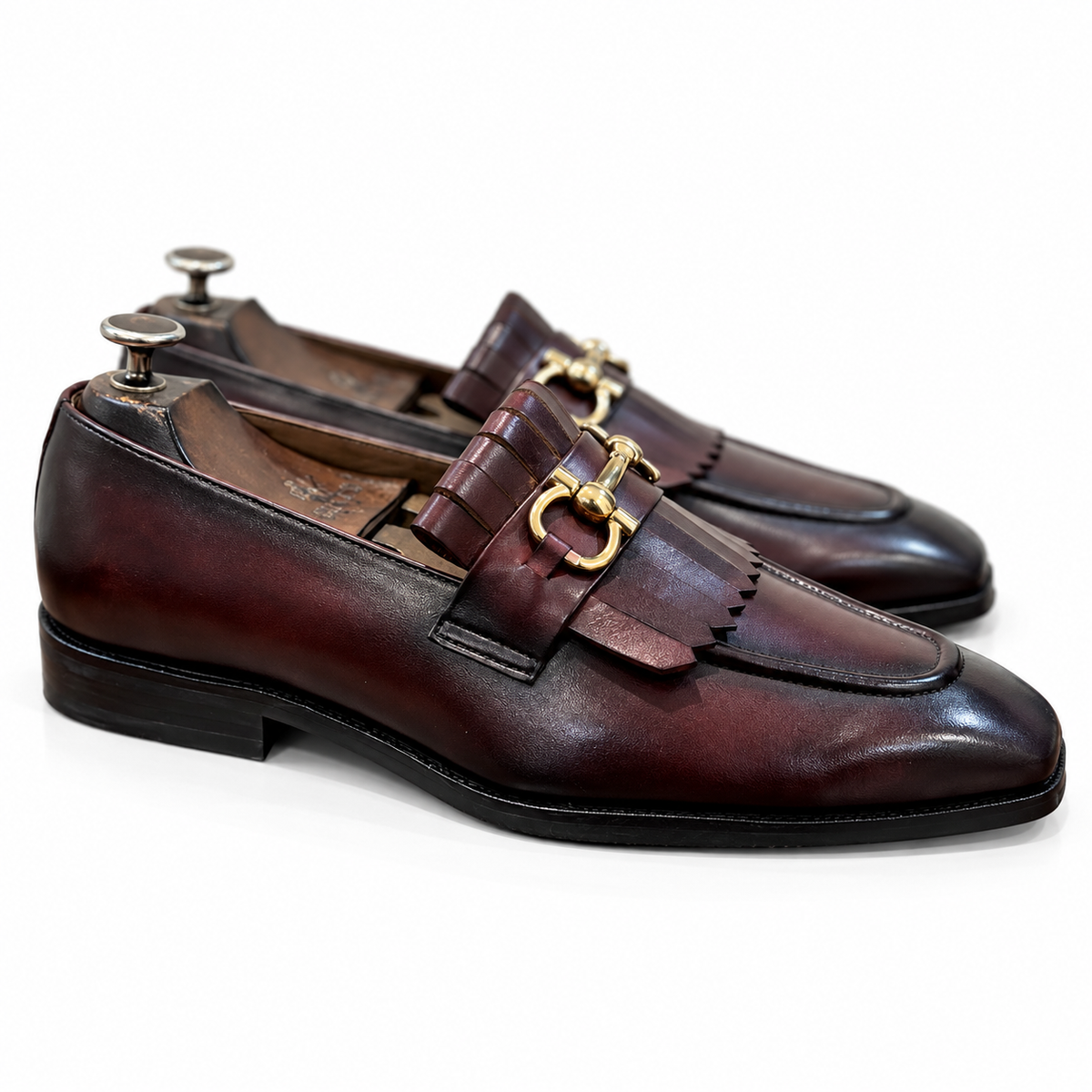 Saalvi Bordeaux Royale Fringe Loafers