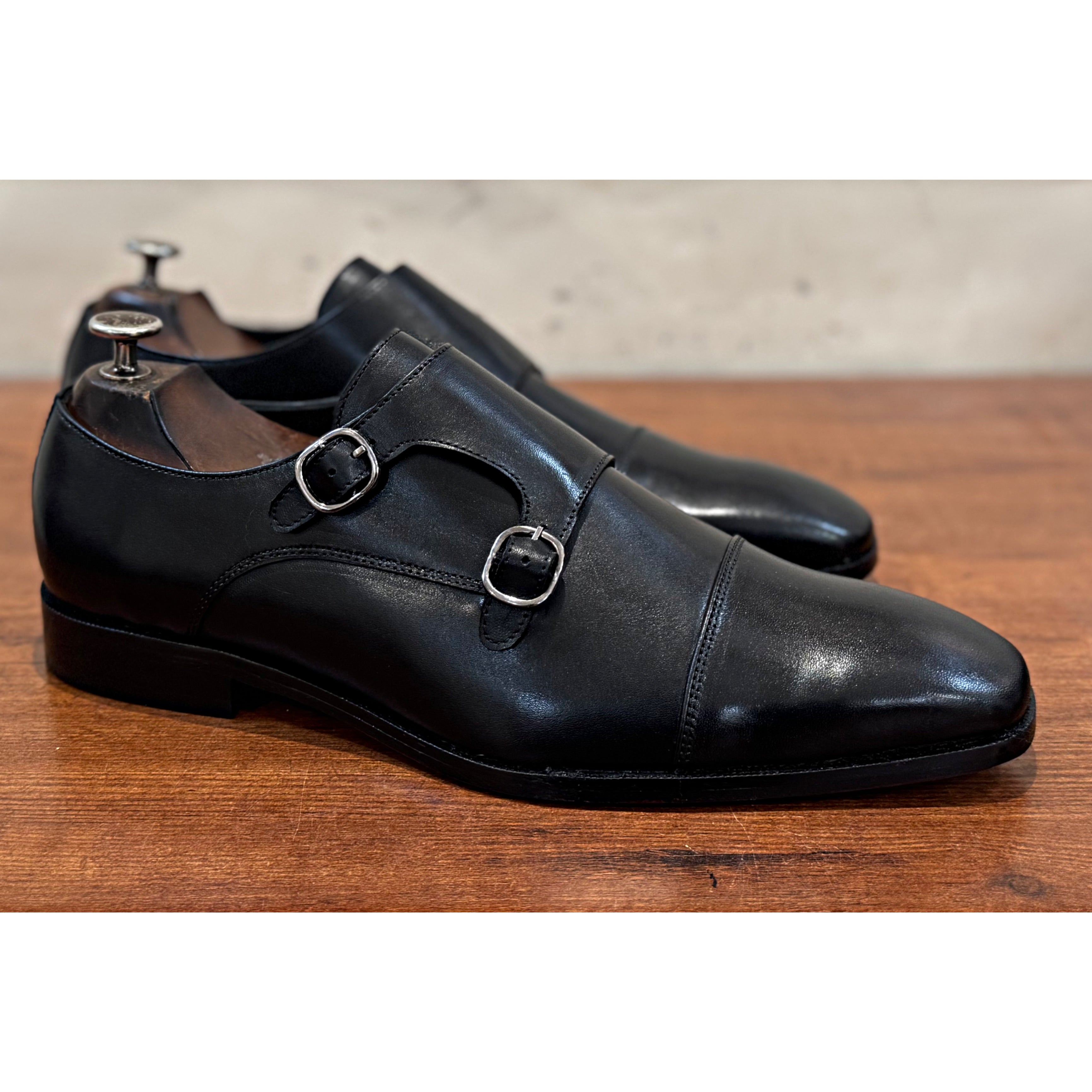 Black Leather Monk Straps