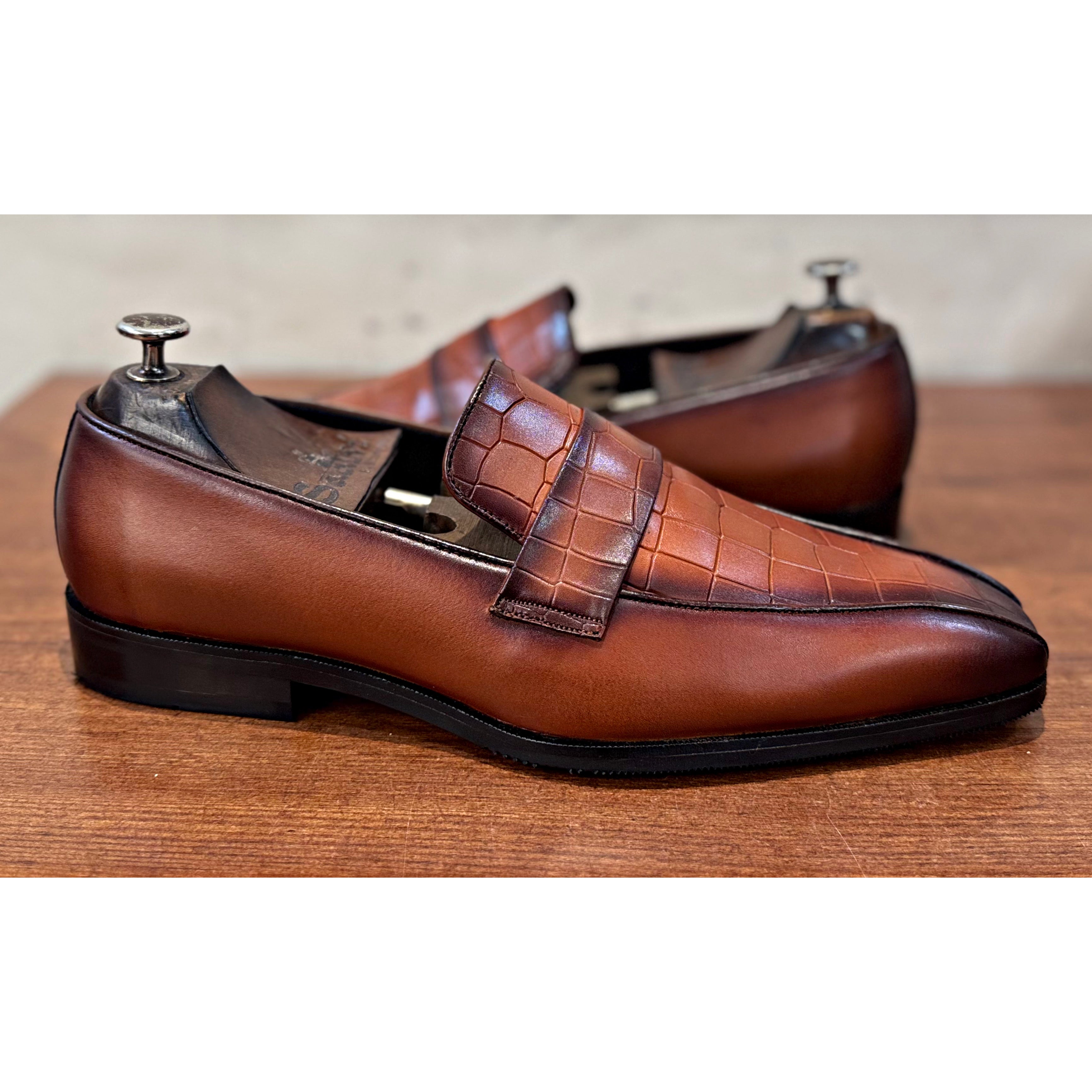 Croco Textured Loafers