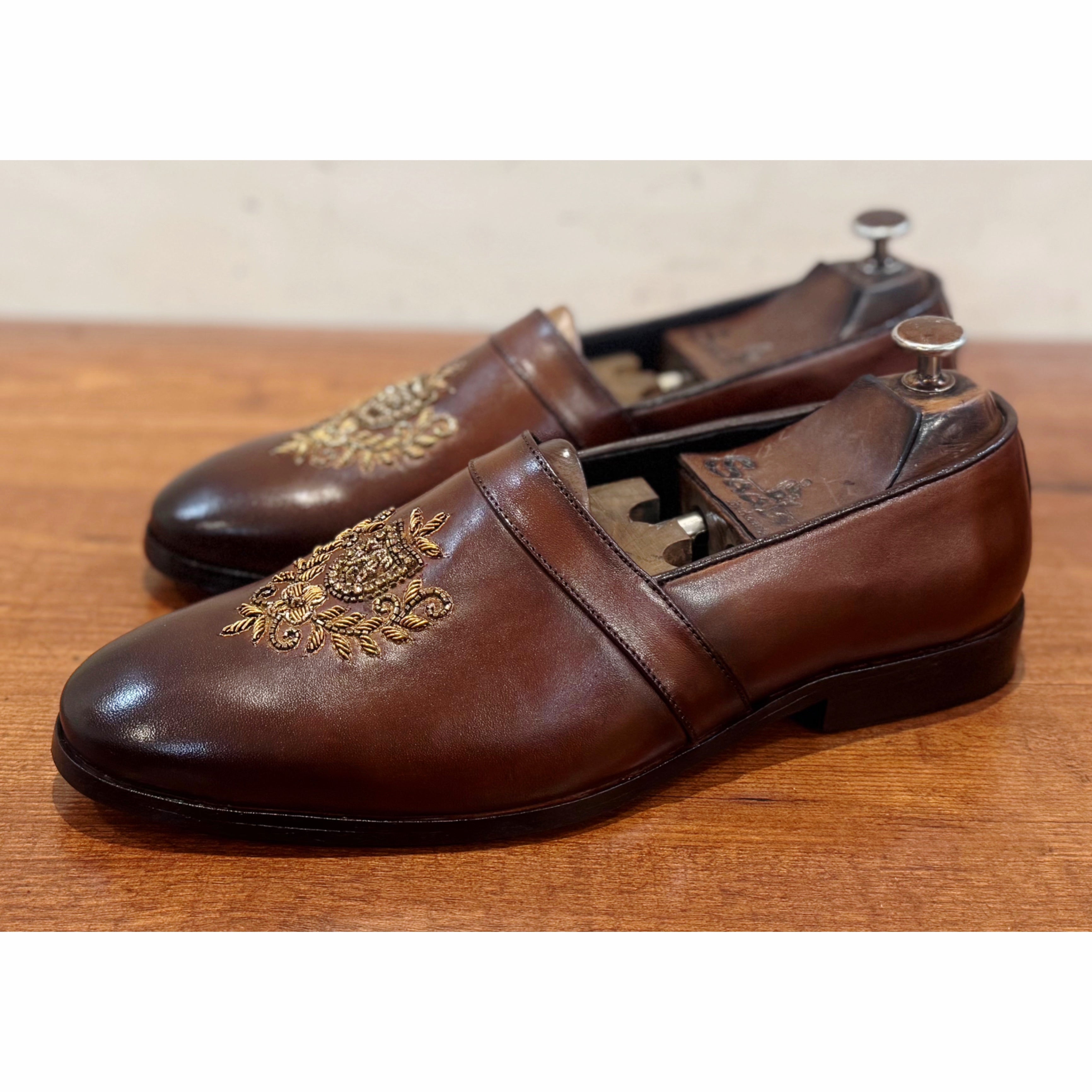 Zardosi Slip-on Shoes Brown