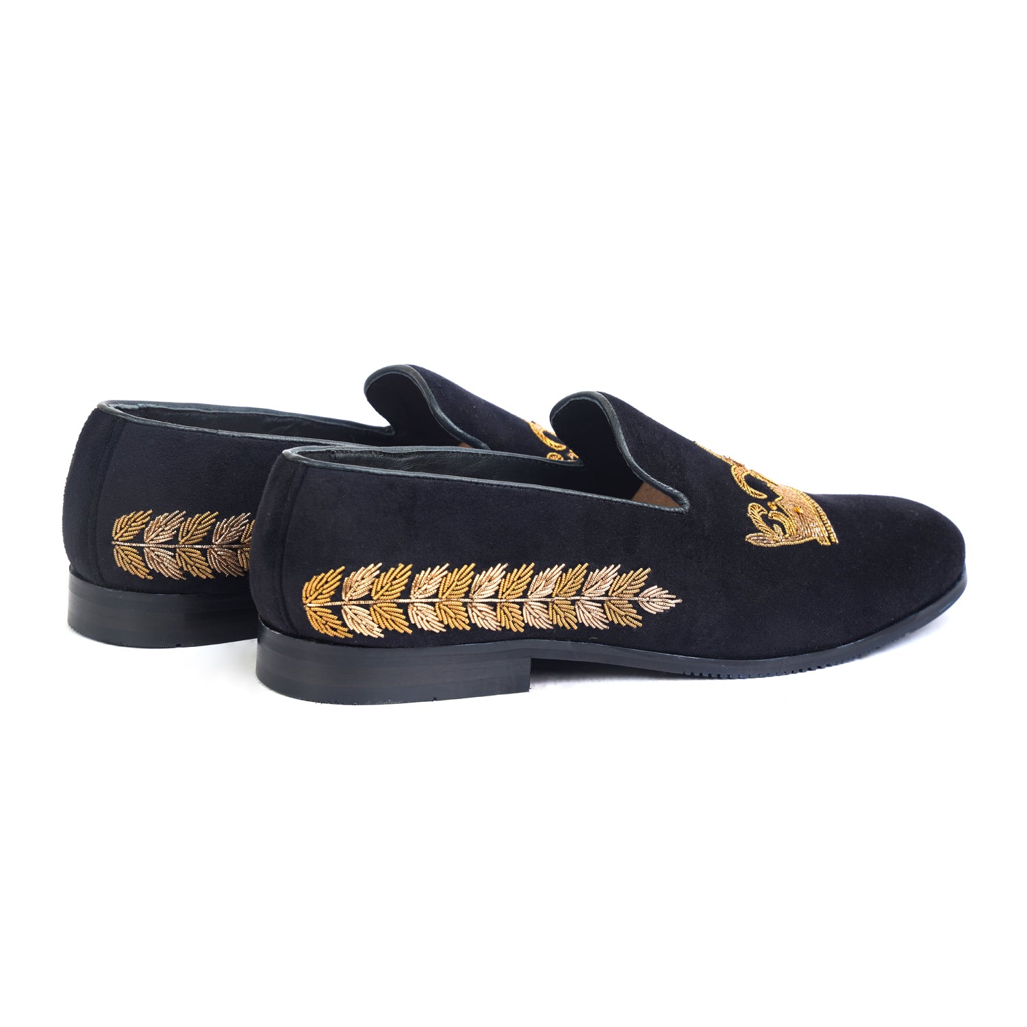 Crown & Leaf Hand Embroidery Slipon