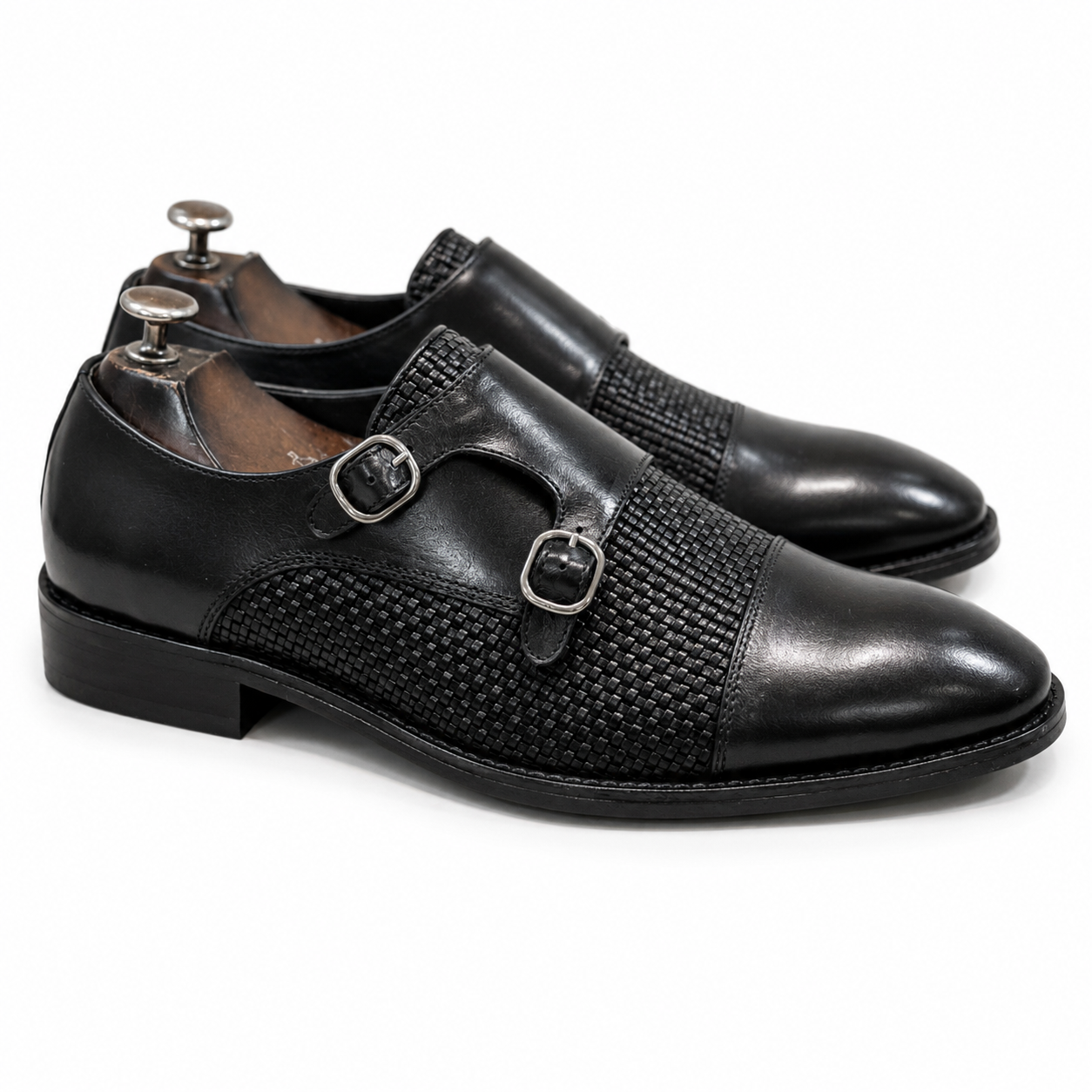 Black Double Monk Strap