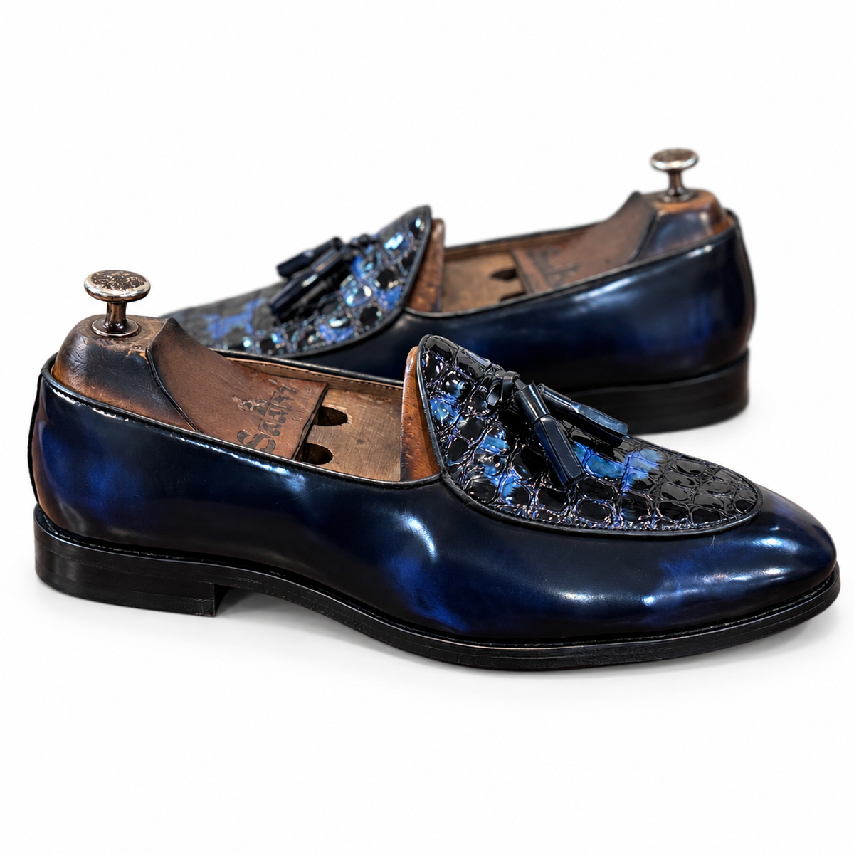 Belgian Loafers with Tassels | blue