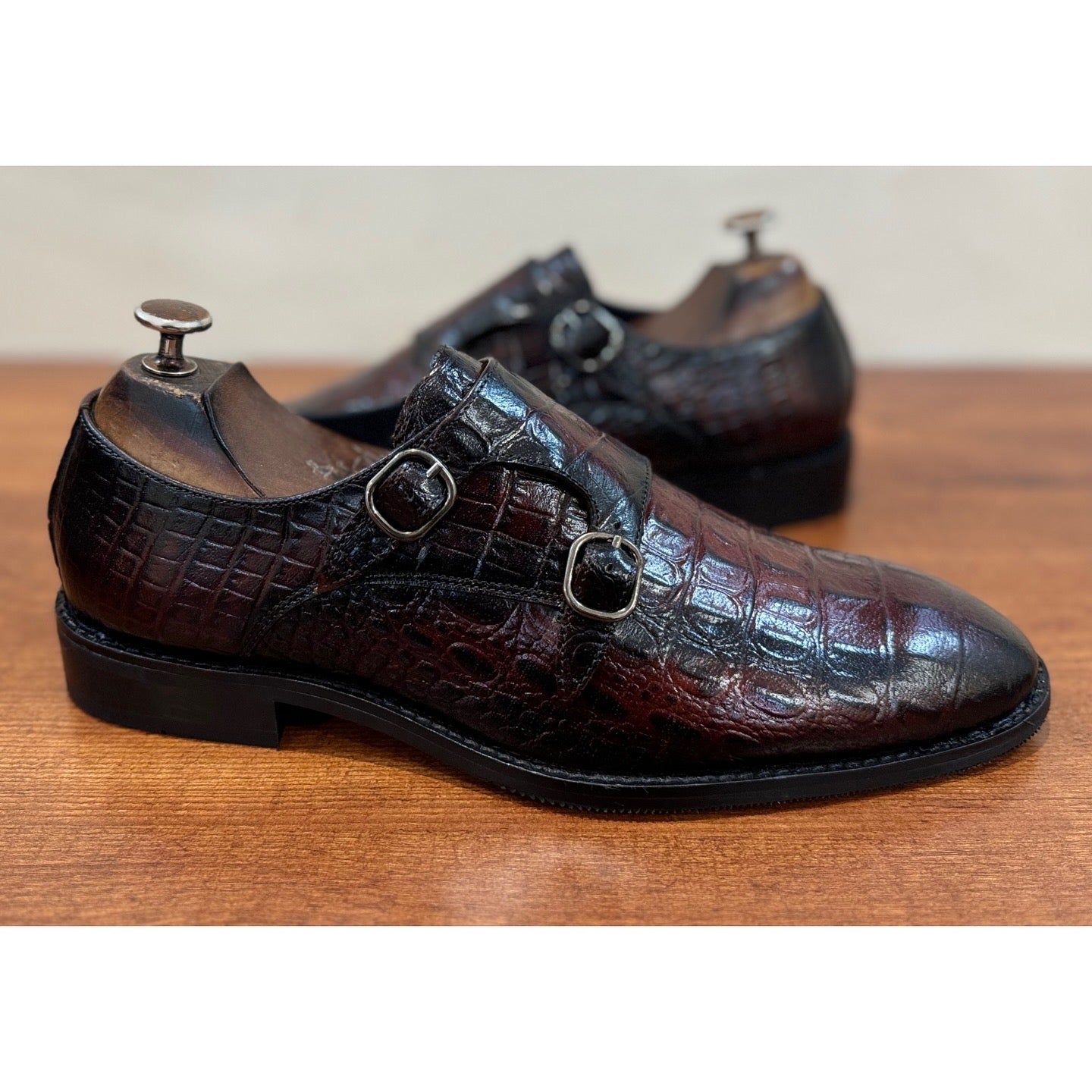 Double Monk Strap Croco